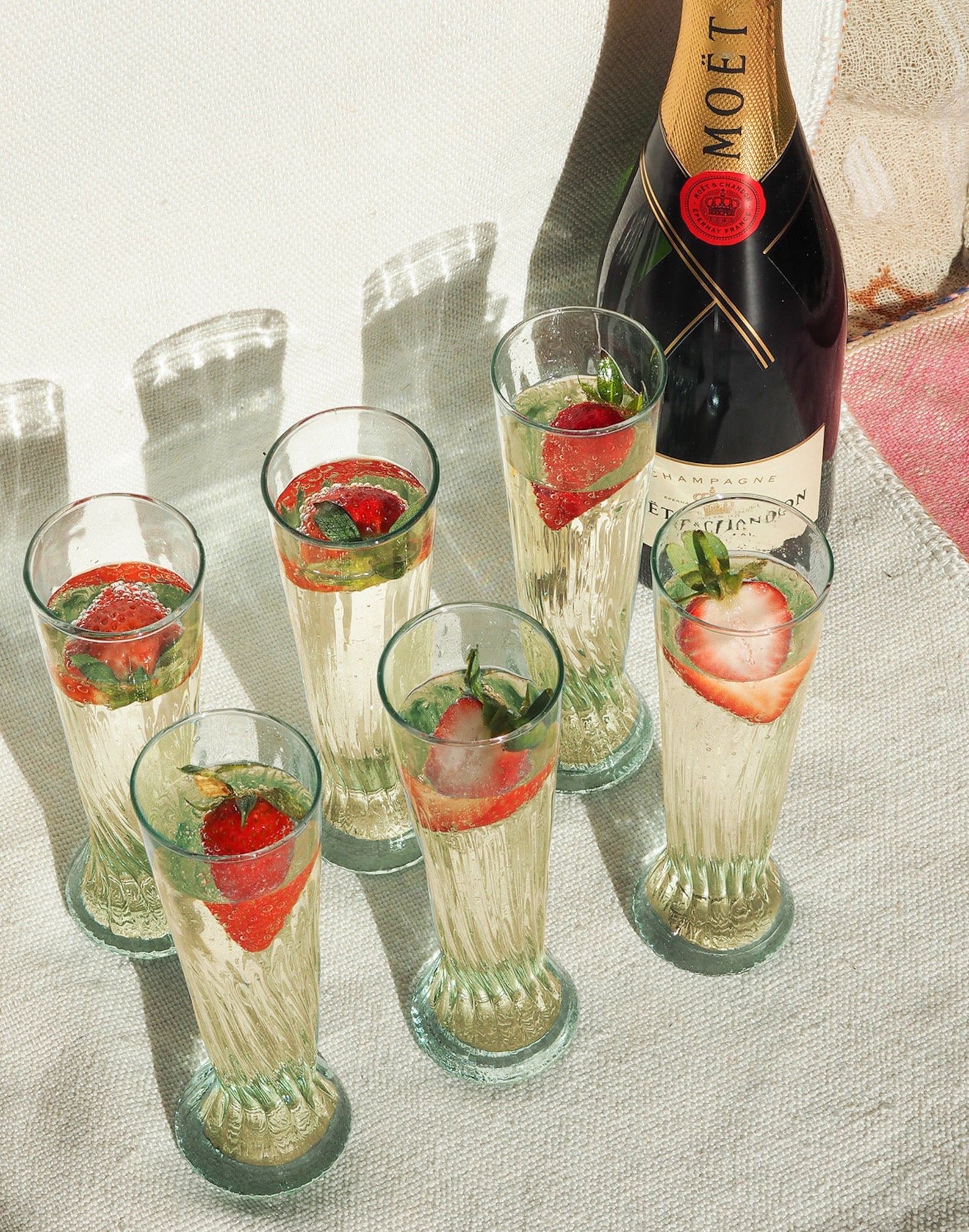 Recycled Moroccan Clear Twist Design Champagne Flute Glass - Set of 6