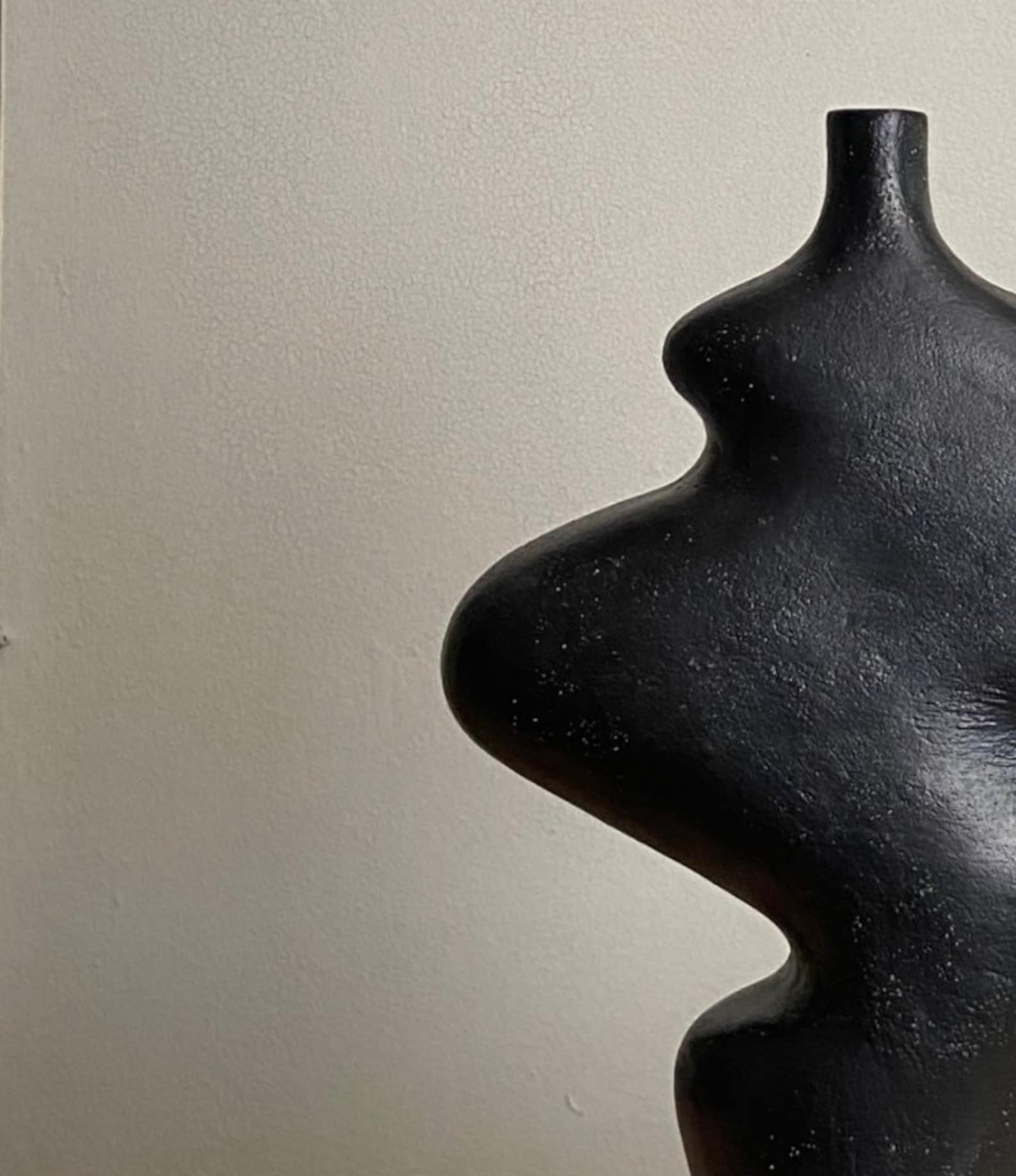 Handmade Ceramic Black Sculpture | Sculptural vase