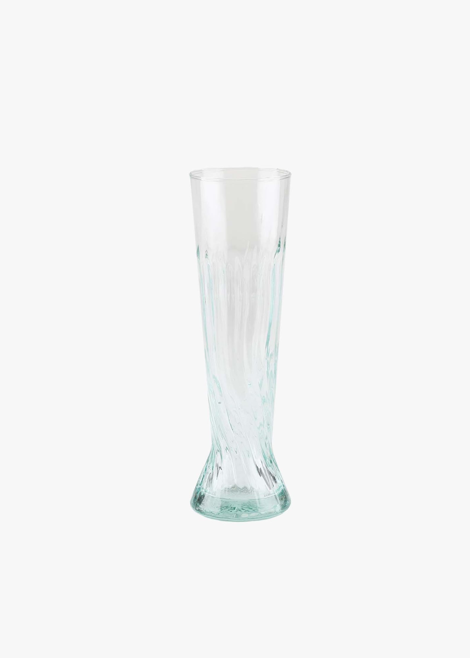 Recycled Moroccan Clear Twist Design Champagne Flute Glass - Set of 6