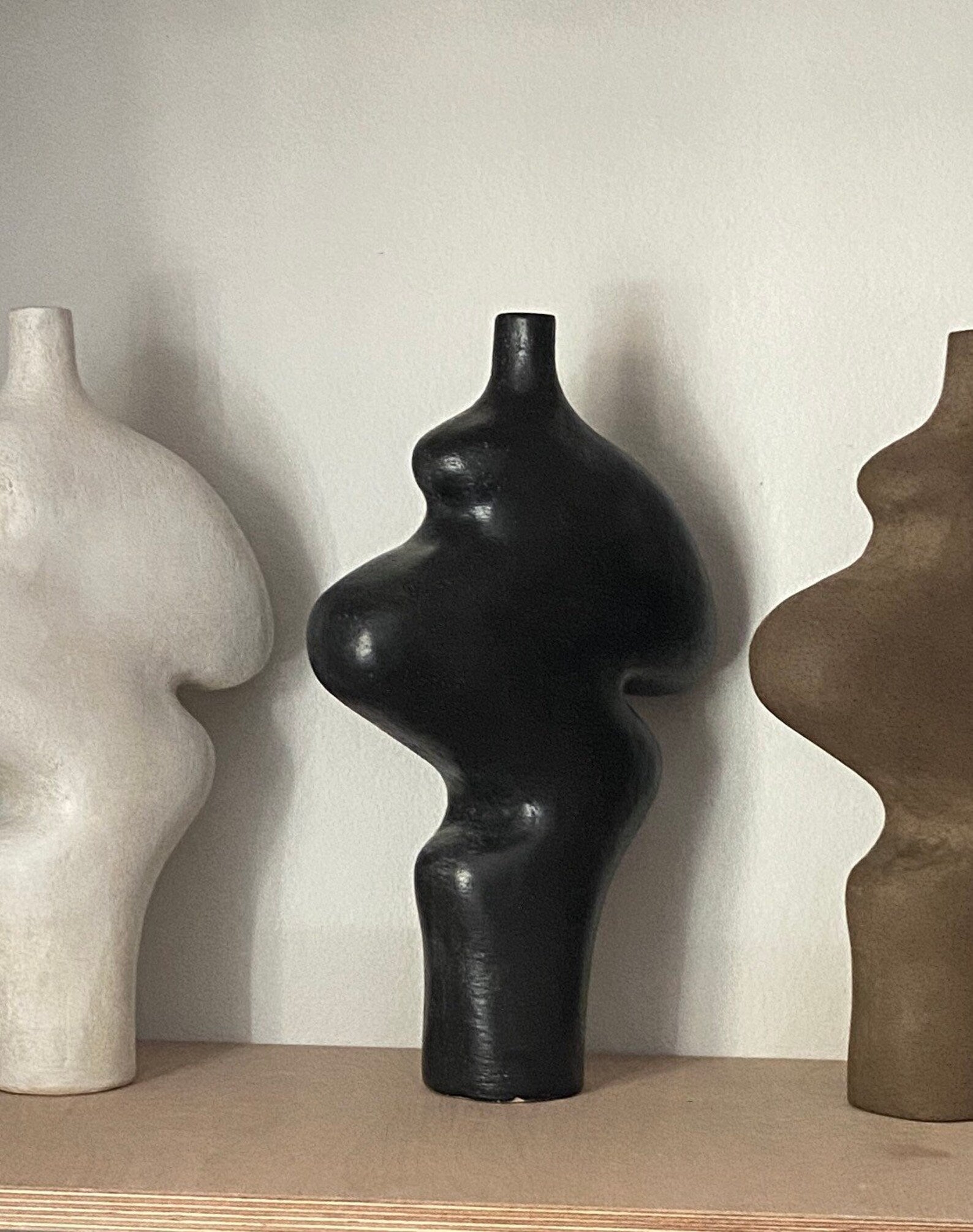 Handmade Ceramic Black Sculpture | Sculptural vase