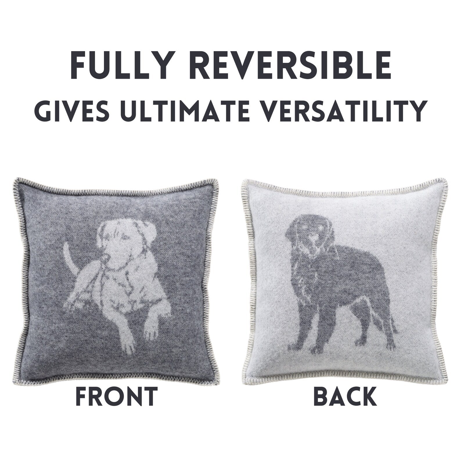 Dog Cushion Cover | Pure Wool Reversible Labrador Pillowcase |