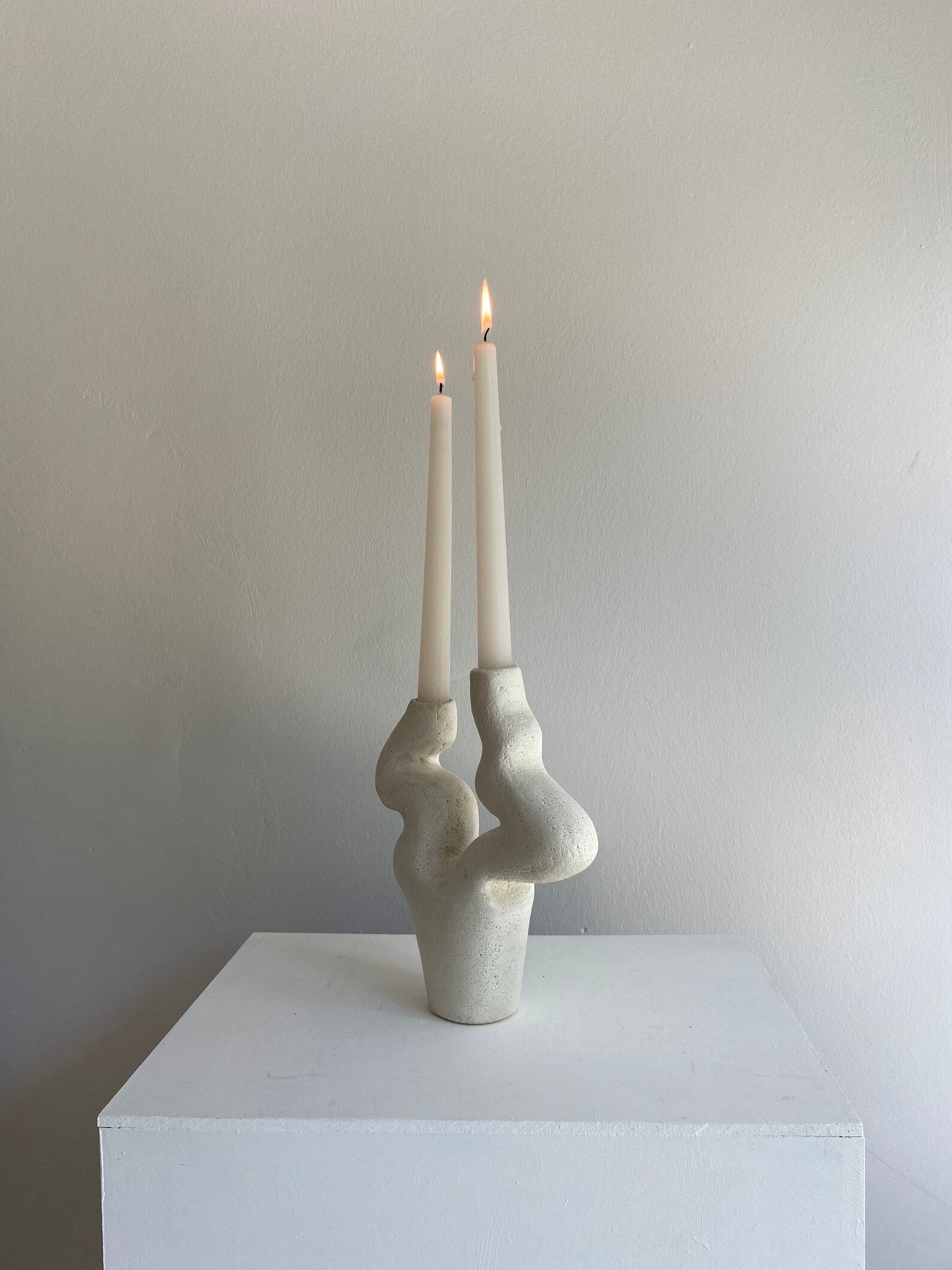 White Ceramic Candlestick | Candle Holder