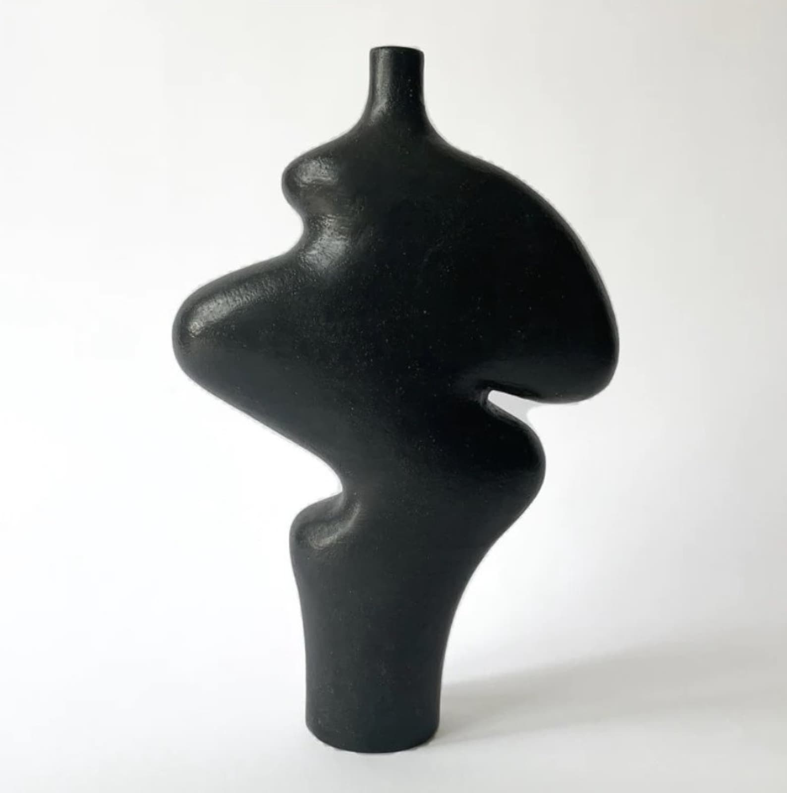 Handmade Ceramic Black Sculpture | Sculptural vase