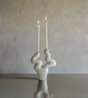 White Ceramic Candlestick | Candle Holder