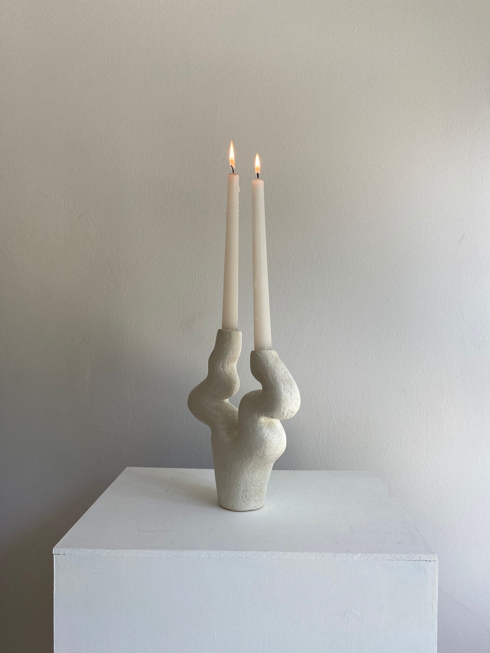 White Ceramic Candlestick | Candle Holder