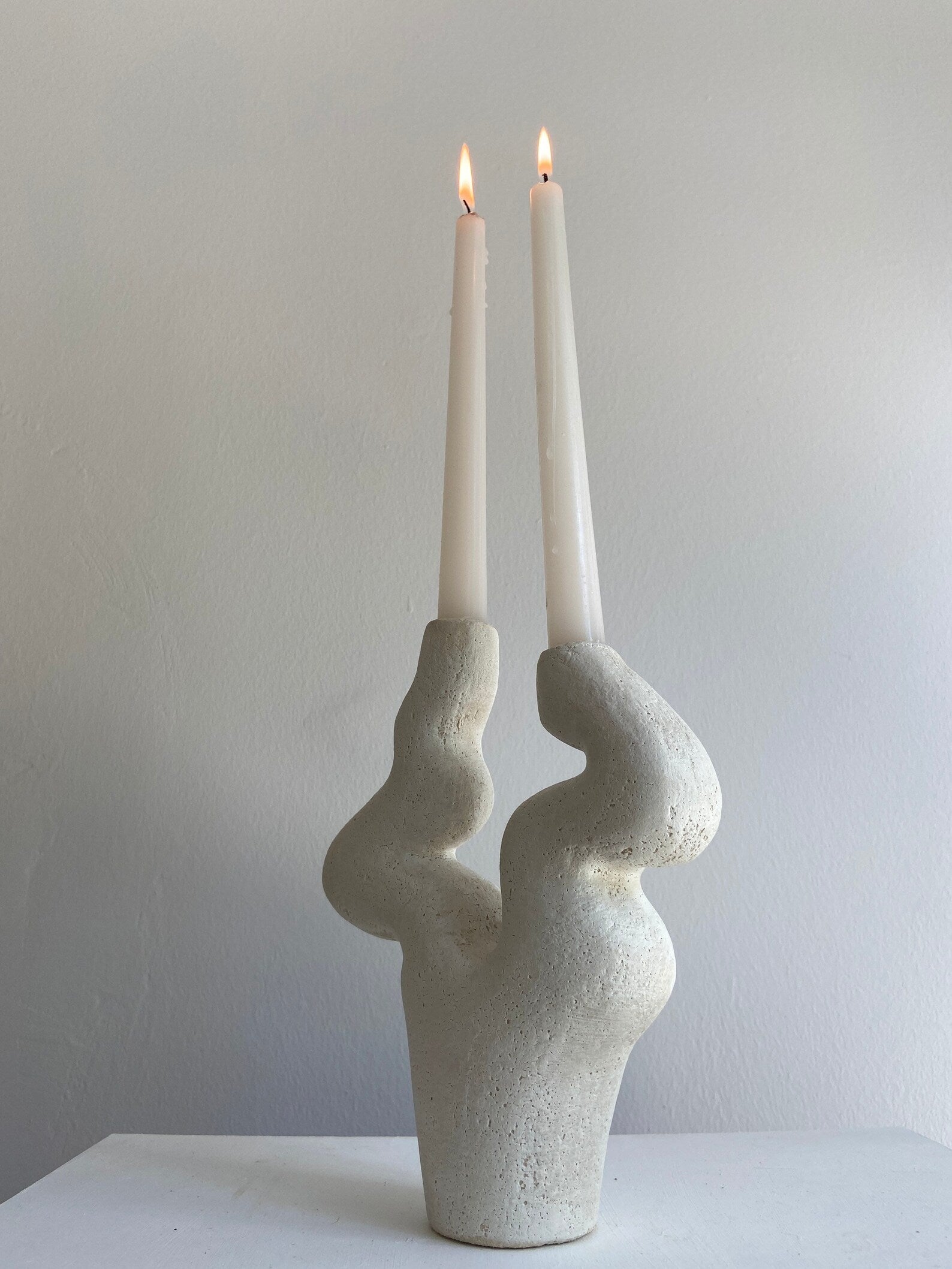 White Ceramic Candlestick | Candle Holder