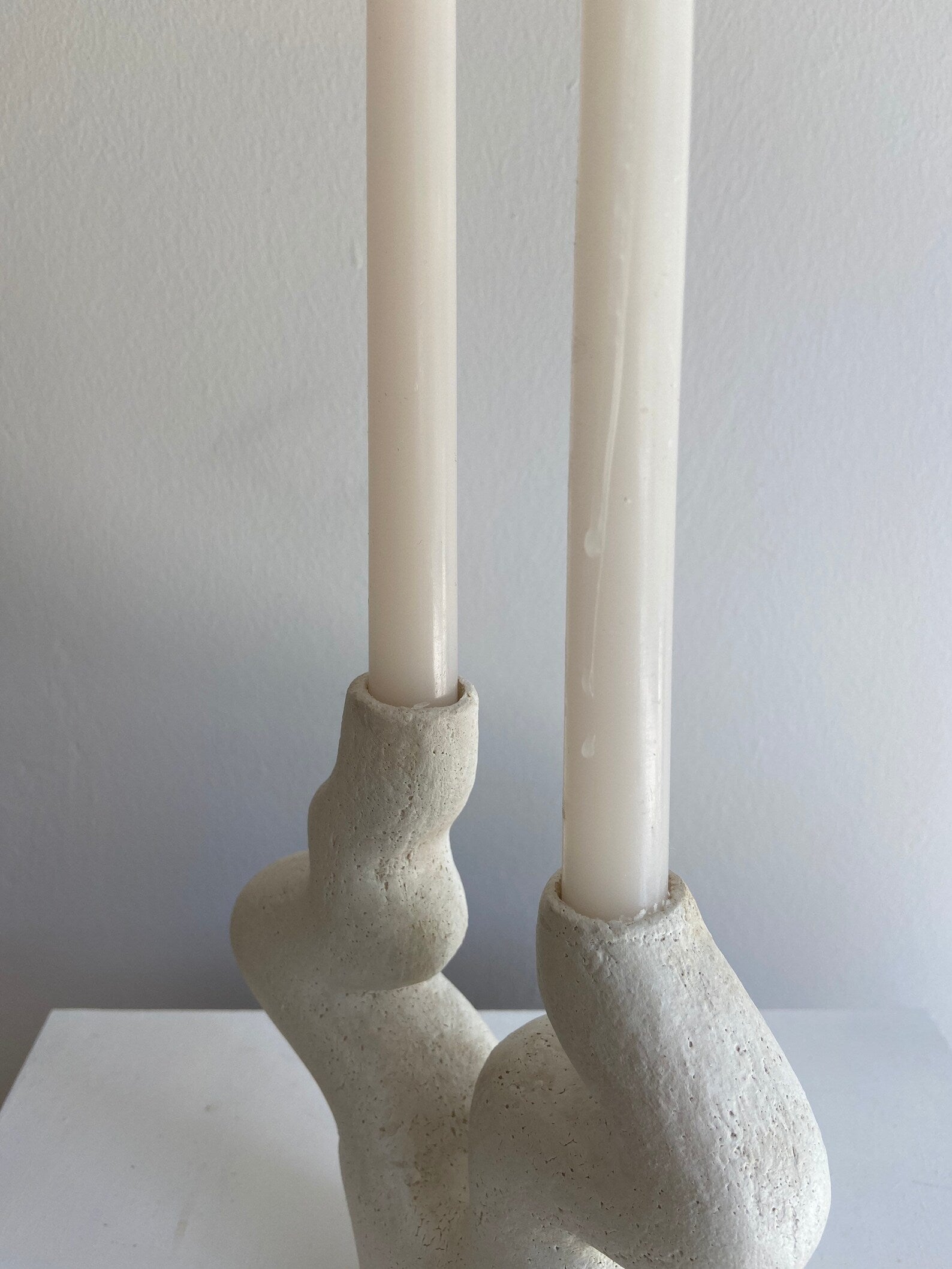 White Ceramic Candlestick | Candle Holder