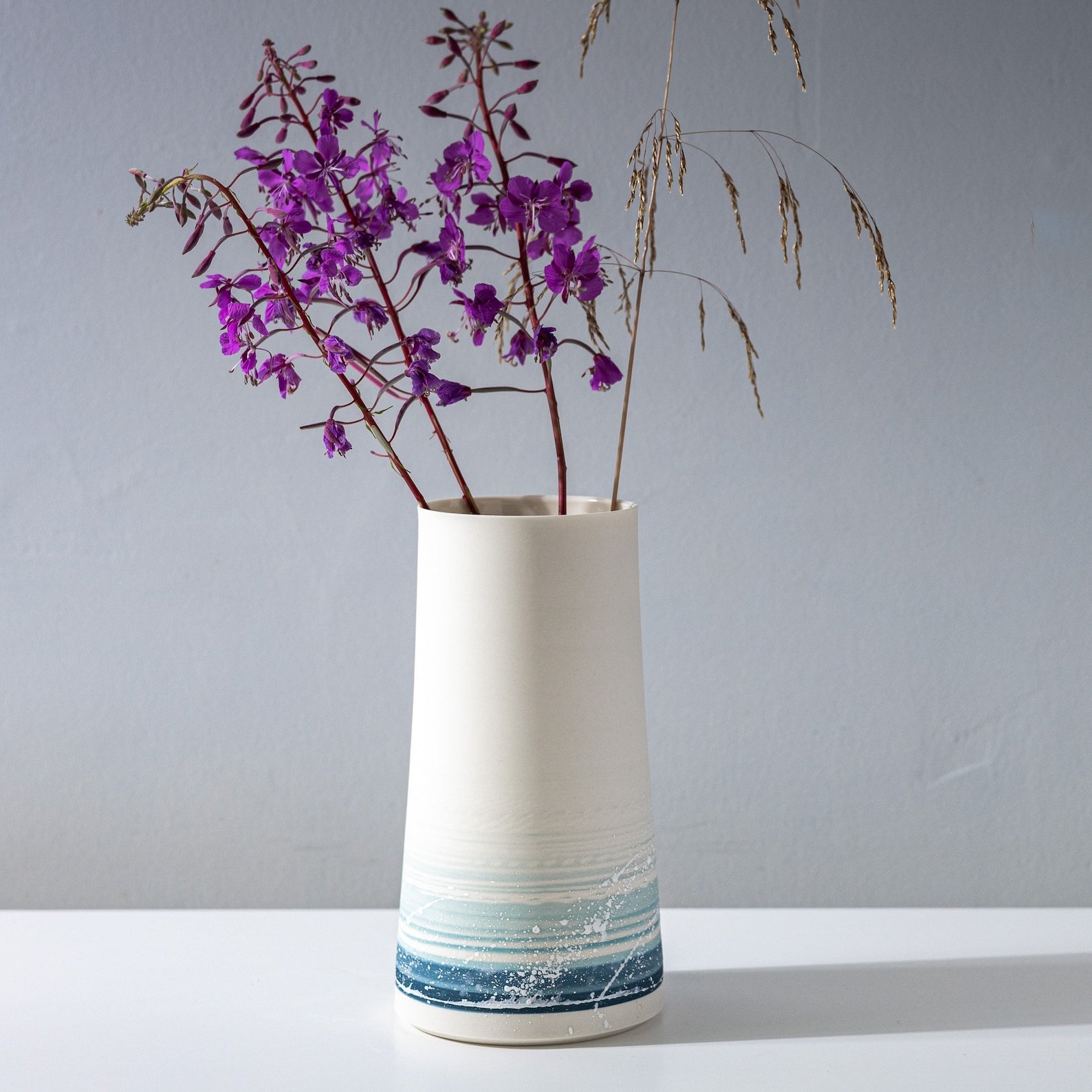 Handmade Porcelain Flower Vase | Christmas Gift | Seascape Design |