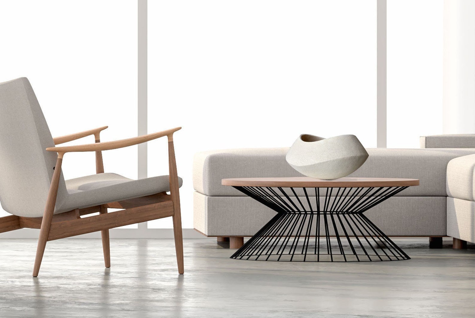 Minimalist ceramic centrepiece for living room