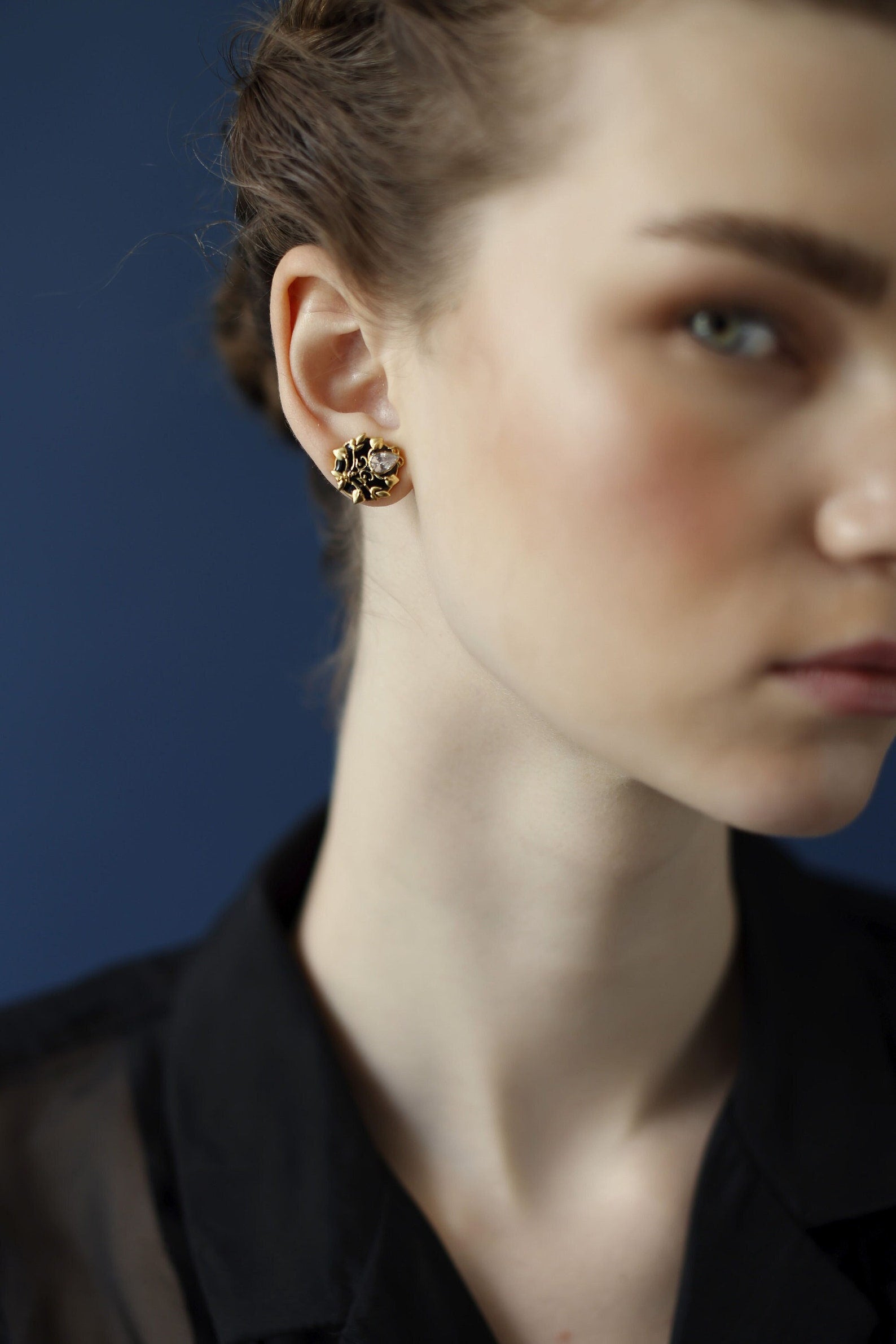 Black Stud earrings | Victorian earrings