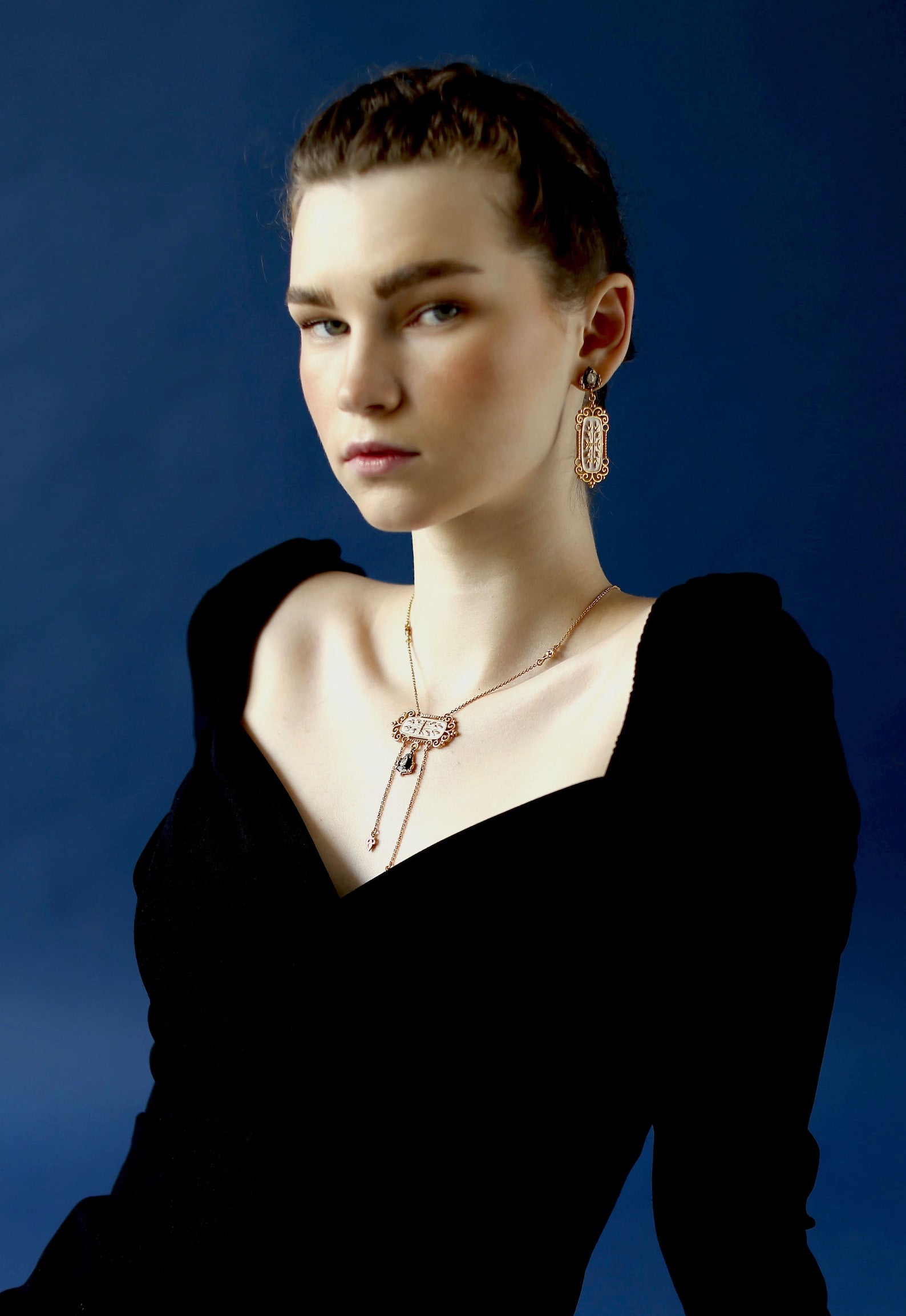 Long Enamel Earrings | Statement Baroque Earrings