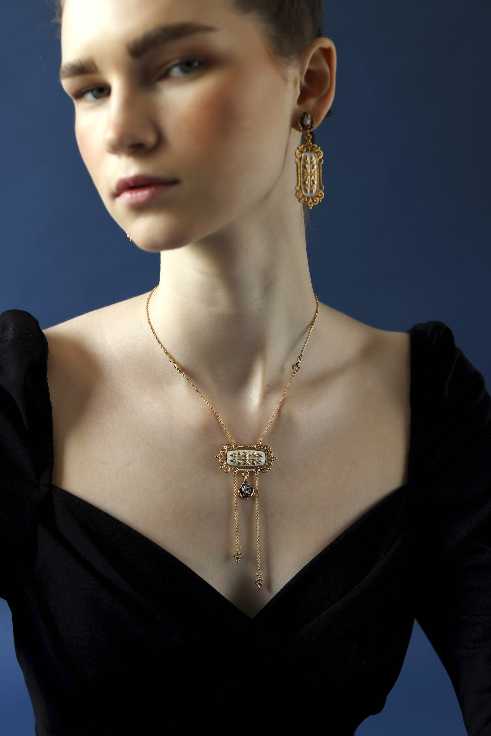 Long Enamel Earrings | Statement Baroque Earrings