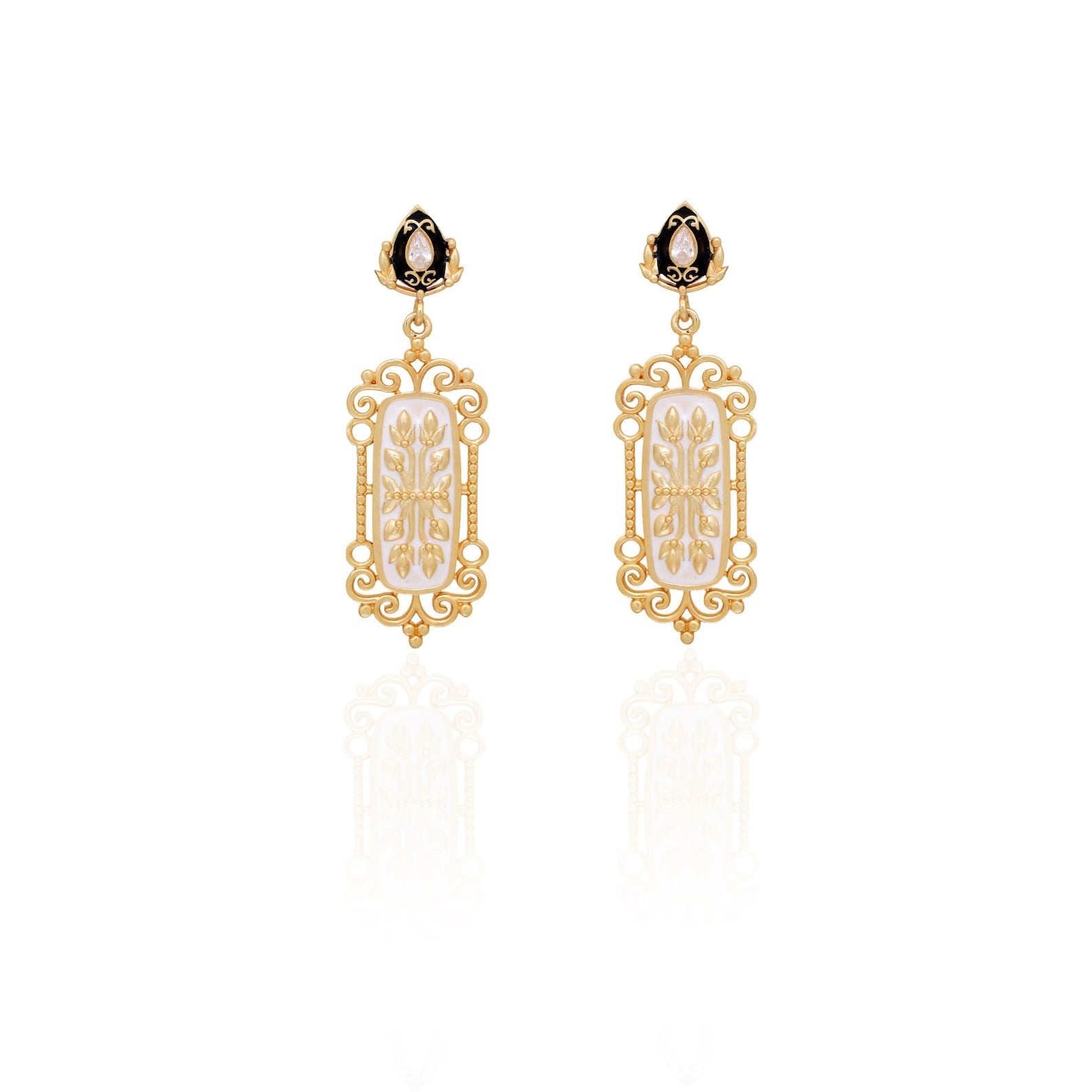 Long Enamel Earrings | Statement Baroque Earrings