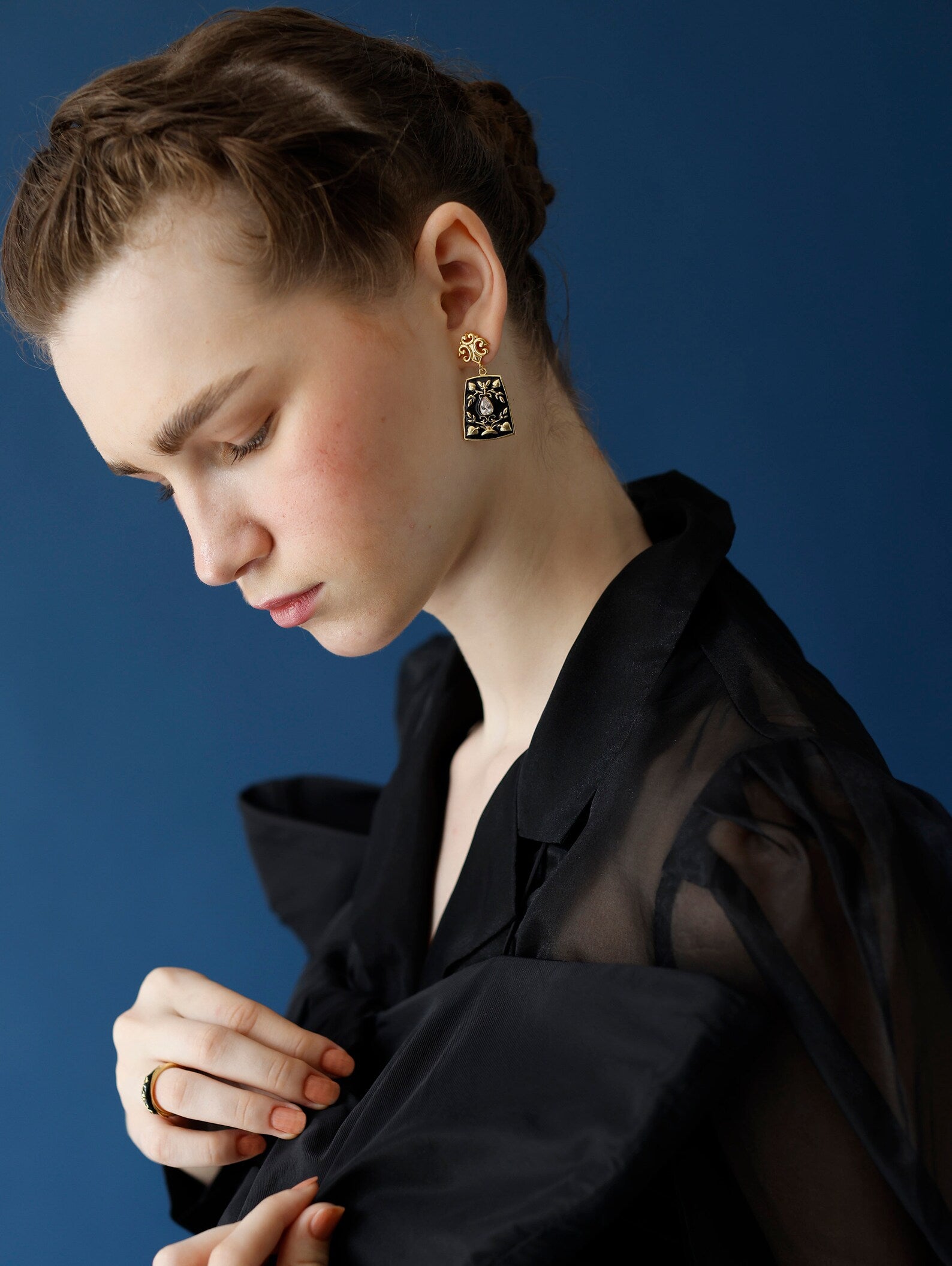 Classic Vintage Earrings | Black Enamel Earrings