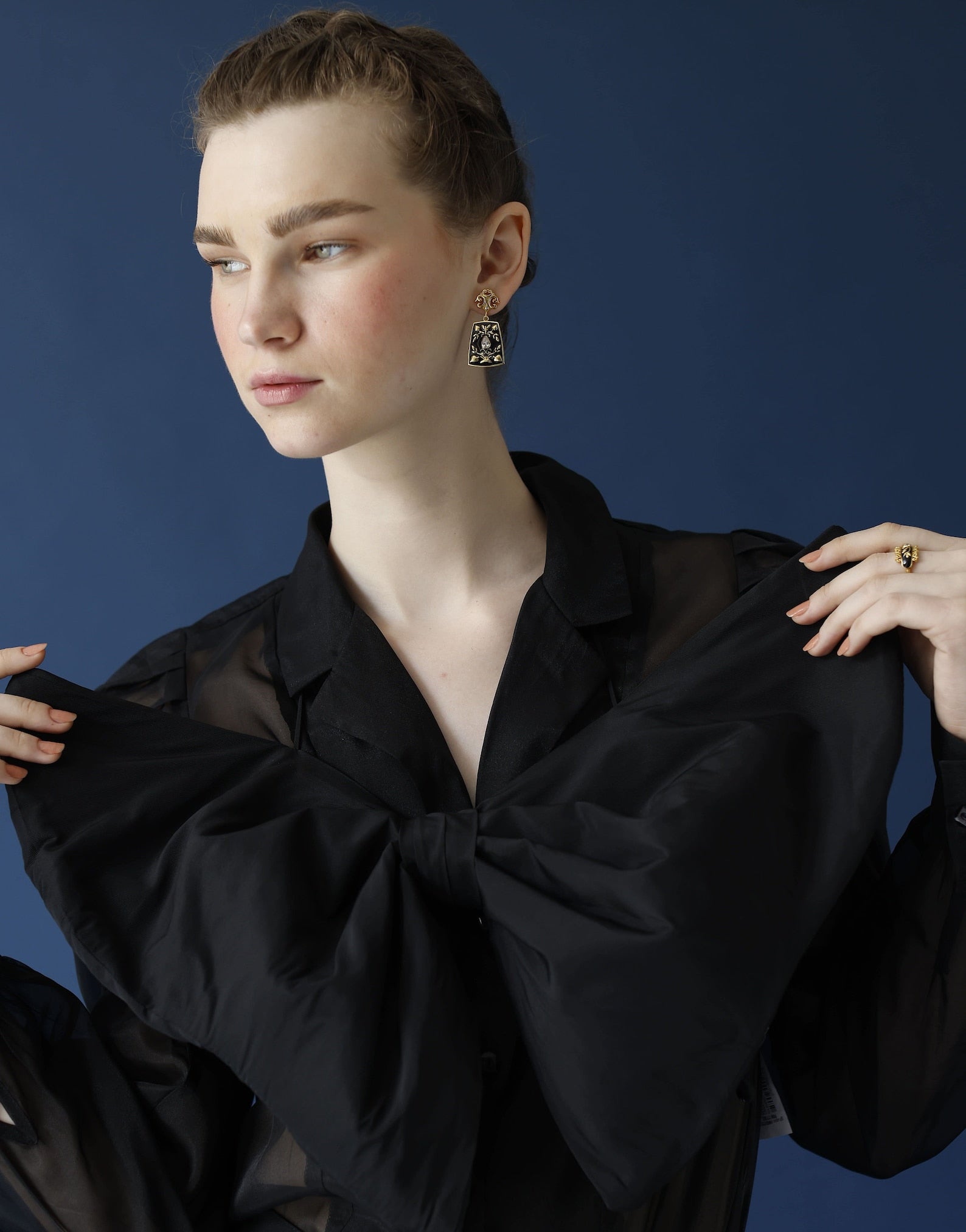 Classic Vintage Earrings | Black Enamel Earrings