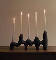 Candle Holder - Black Ceramic Candlestick
