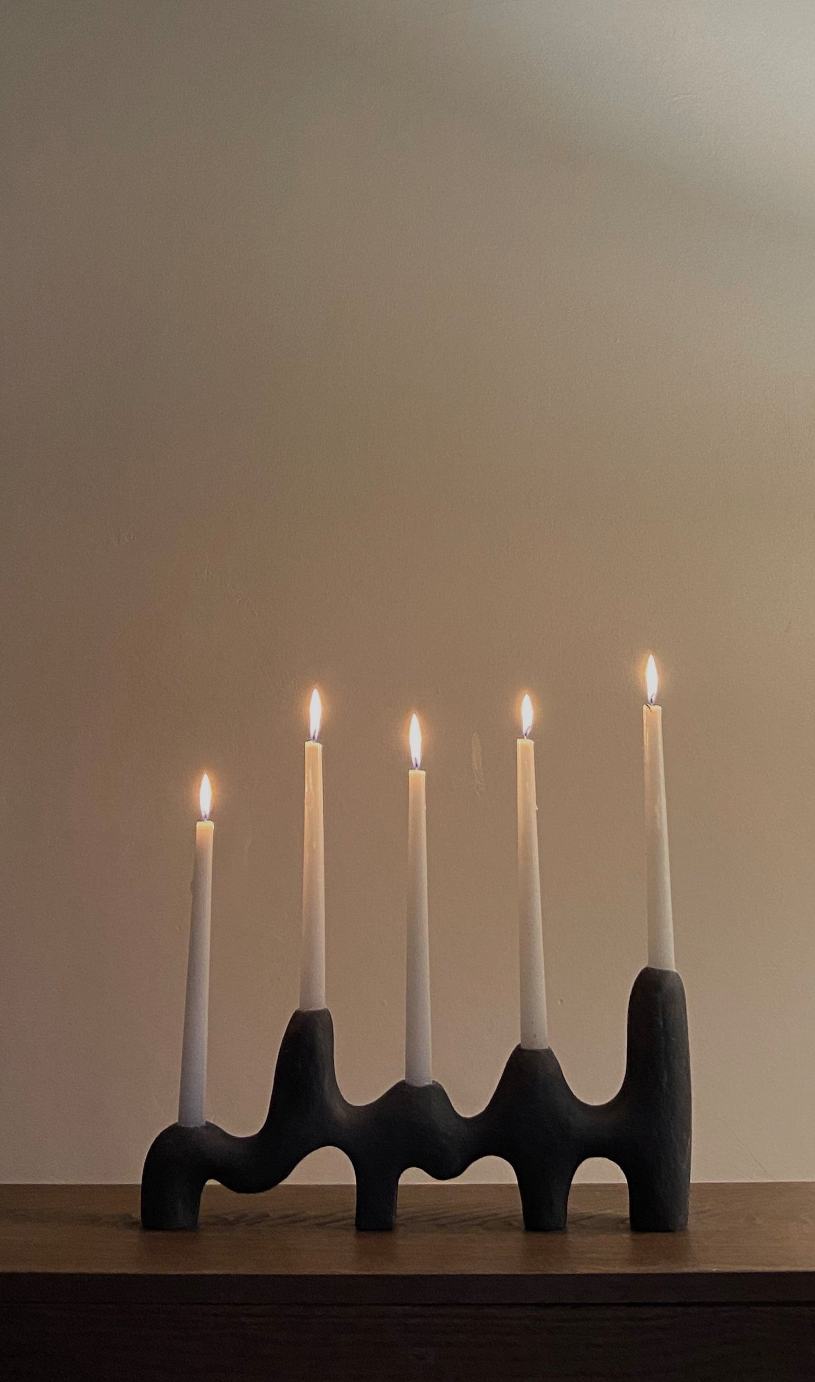 Candle Holder - Black Ceramic Candlestick