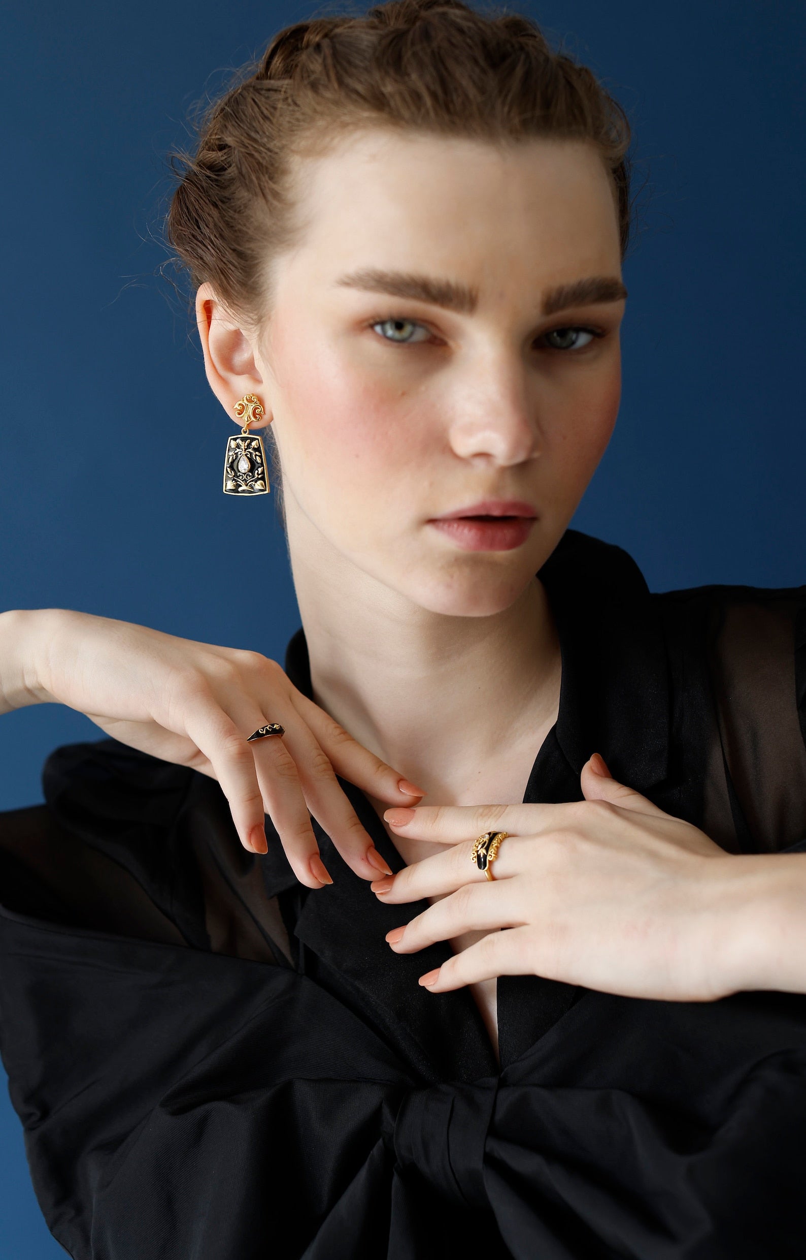 Classic Vintage Earrings | Black Enamel Earrings