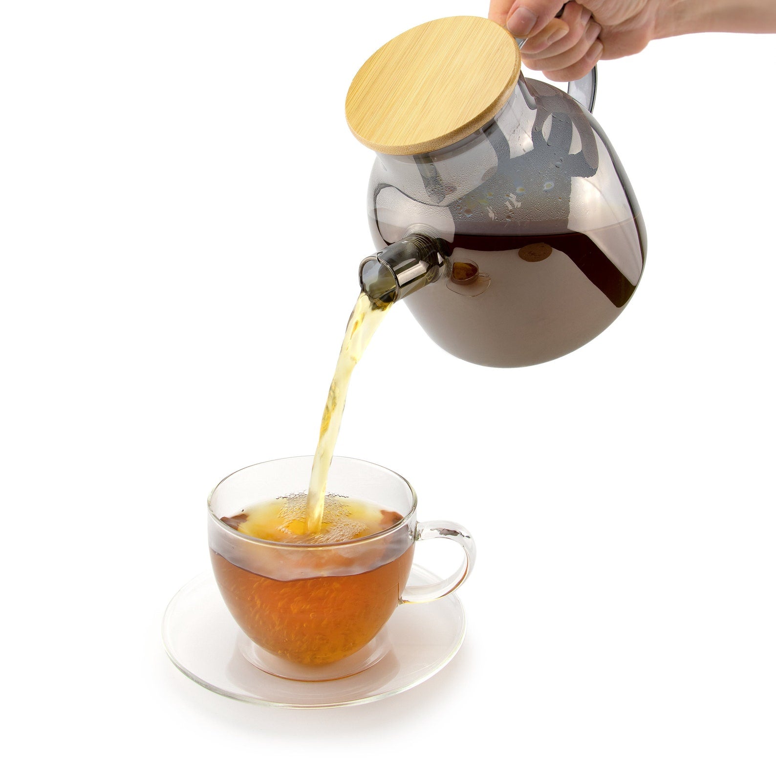 1.2L Borosilicate Glass Teapot with Stainless Steel Infuser - Grey