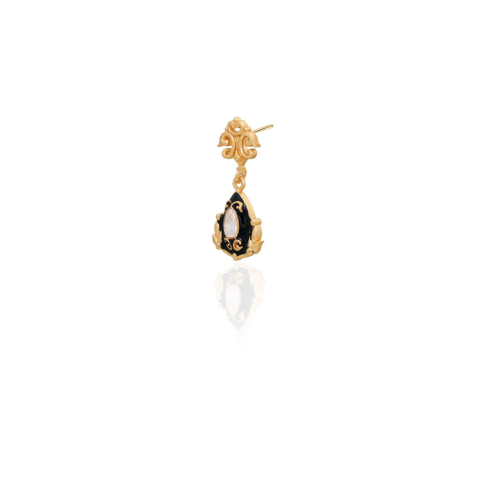 Vintage Drop Earrings | Small Black Enamel Earrings