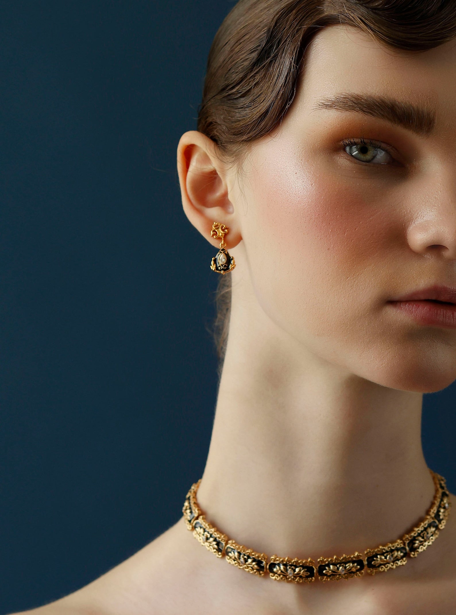 Vintage Drop Earrings | Small Black Enamel Earrings