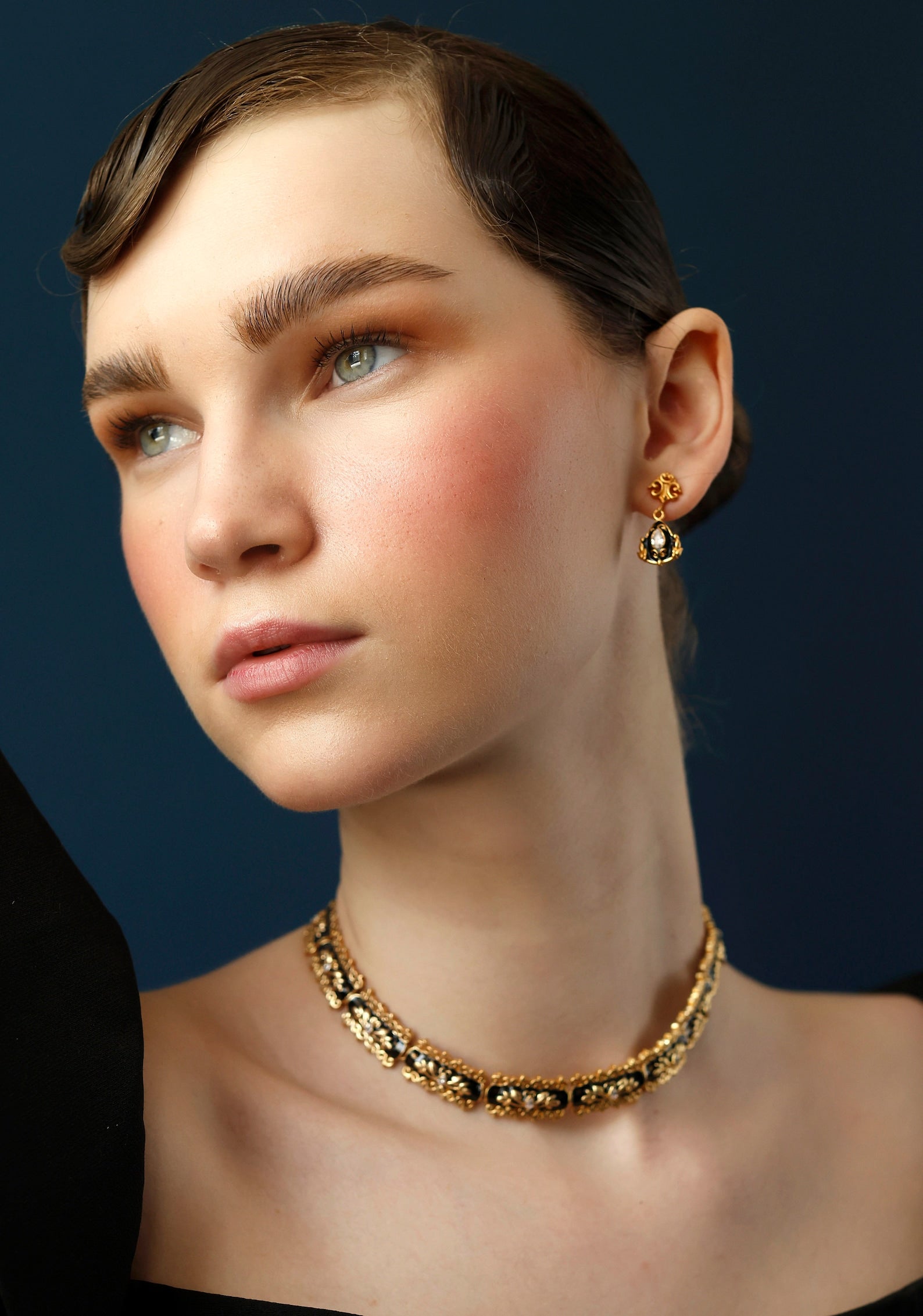 Vintage Drop Earrings | Small Black Enamel Earrings