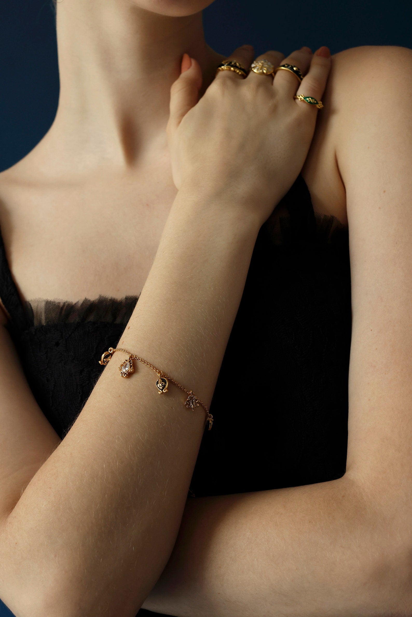 Baroque Charm Bracelet - Dainty Charm Bracelet