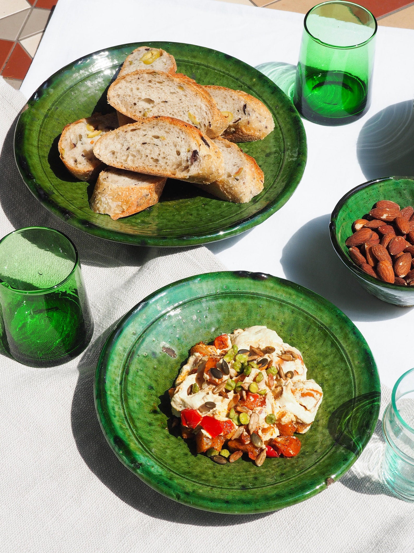 Moroccan Vintage Tamegroute Green Full Dining Set