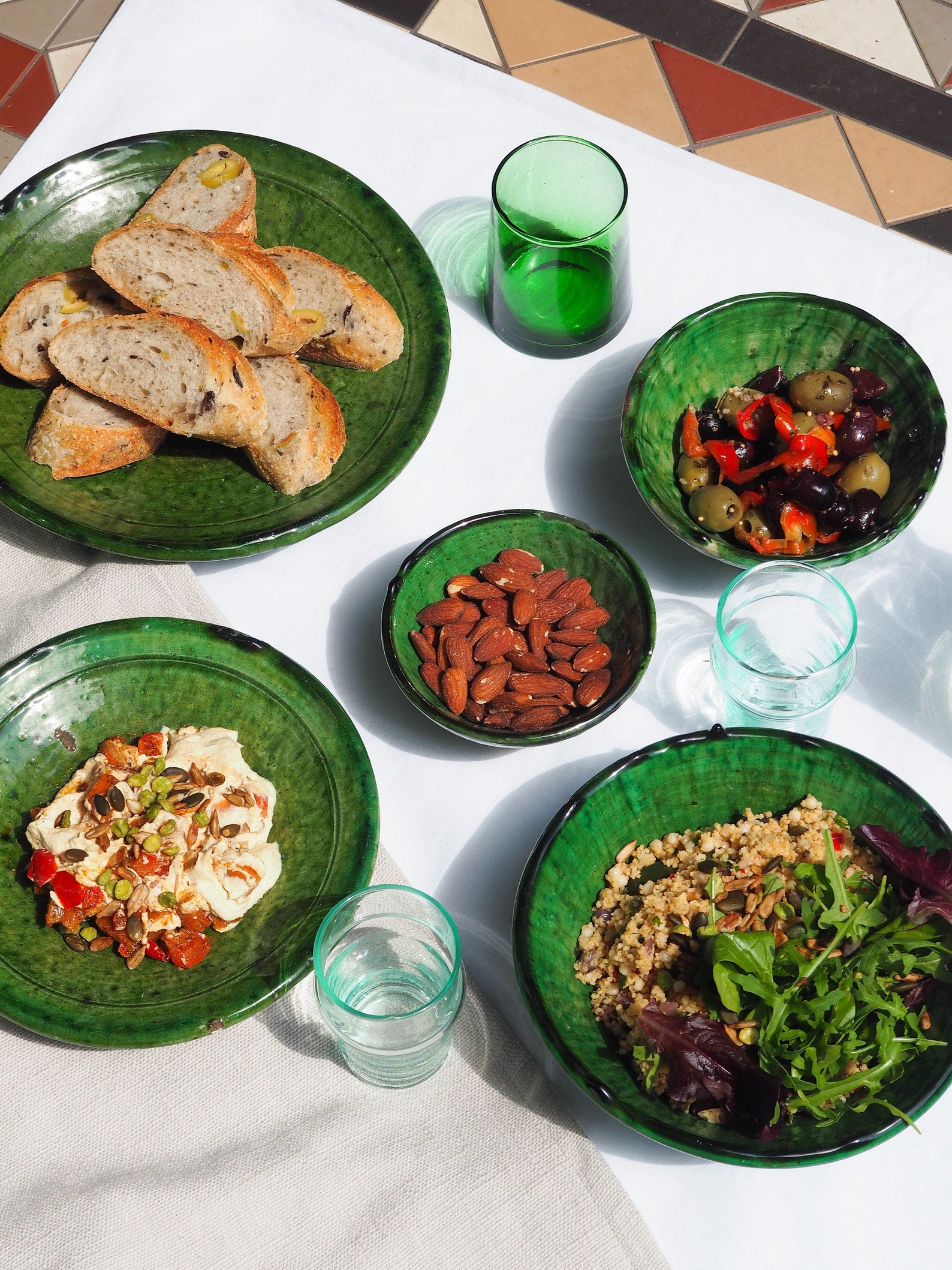 Moroccan Vintage Tamegroute Green Full Dining Set