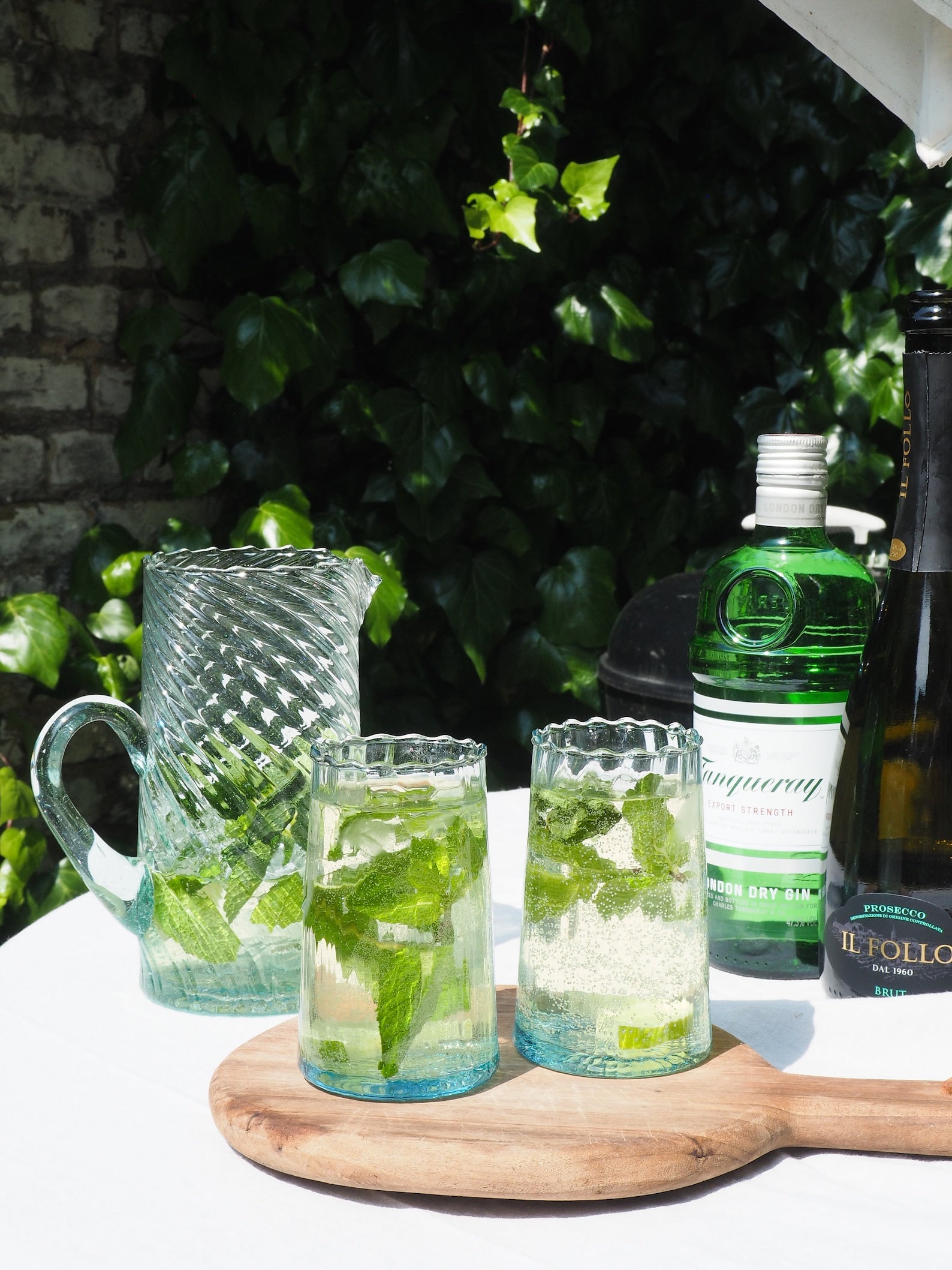 Recycled Moroccan Clear Twist Gin/Expresso Glass -  Large set of 6