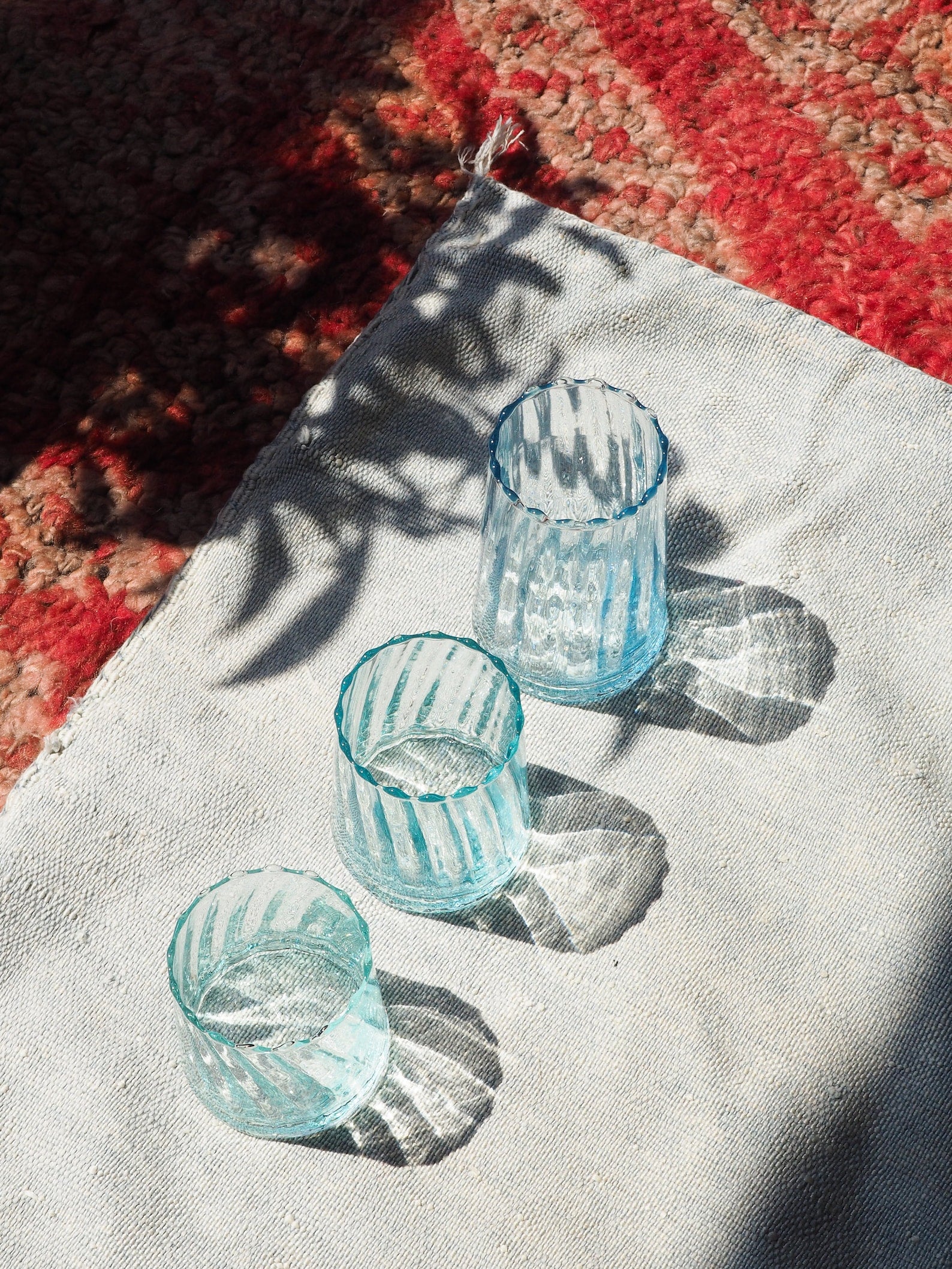 Recycled Moroccan Clear Twist Gin/Expresso Glass -  Large set of 6