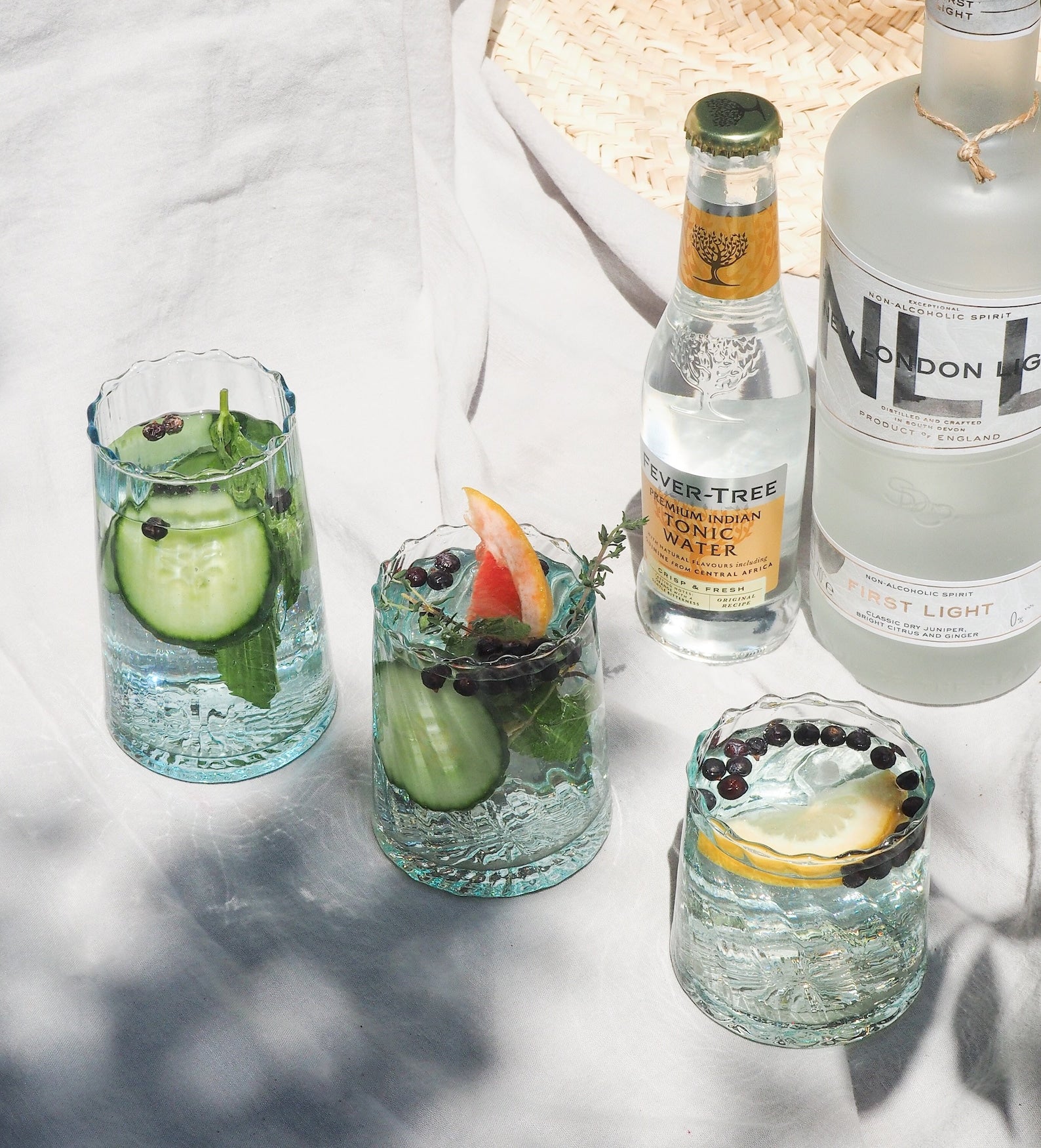Recycled Moroccan Clear Twist Gin/Expresso Glass -  Large set of 6