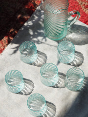 Recycled Moroccan Clear Twist Gin/Expresso Glass -  Large set of 6