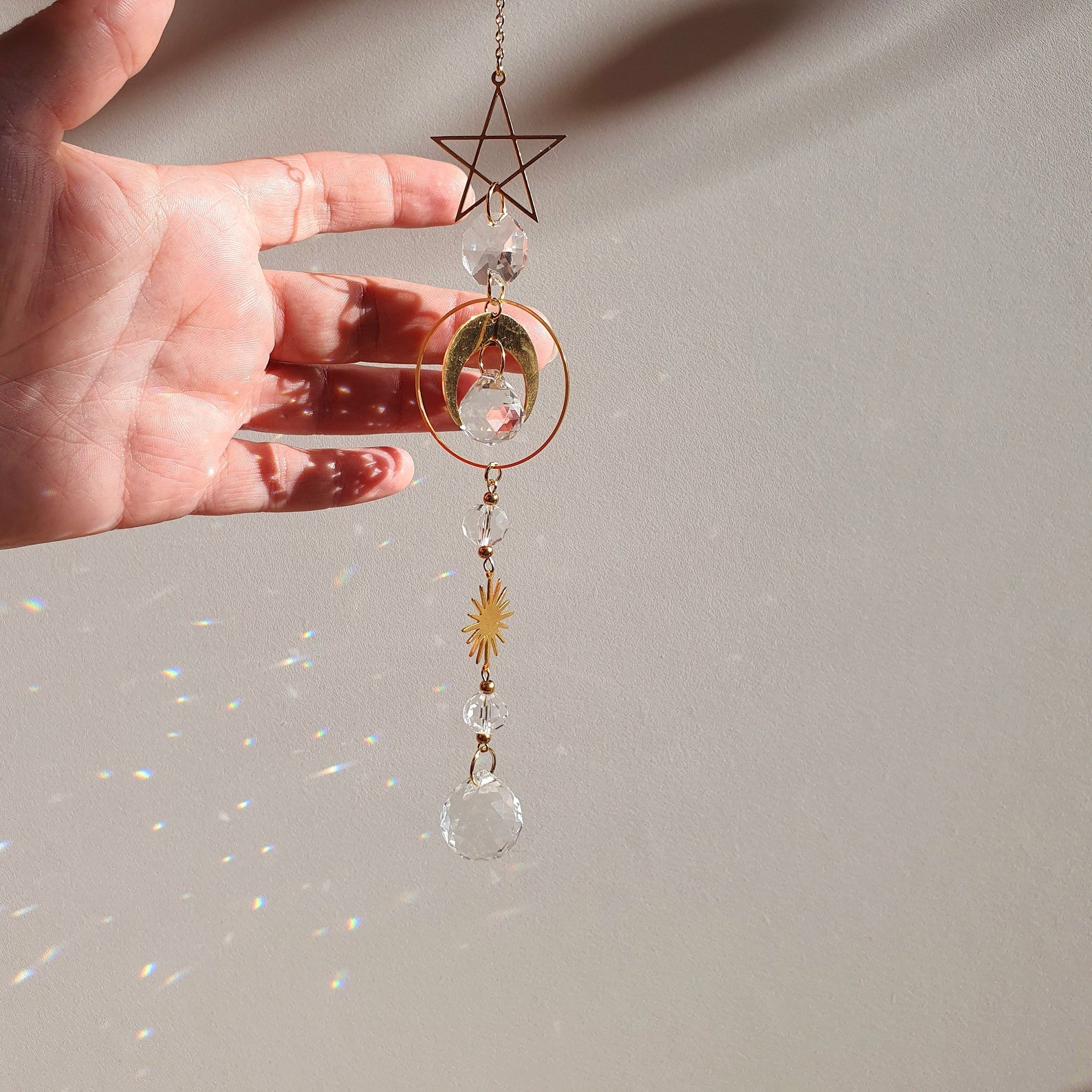 MINISTAR Moon Suncatcher – Feng Shui Crystal Suncatcher