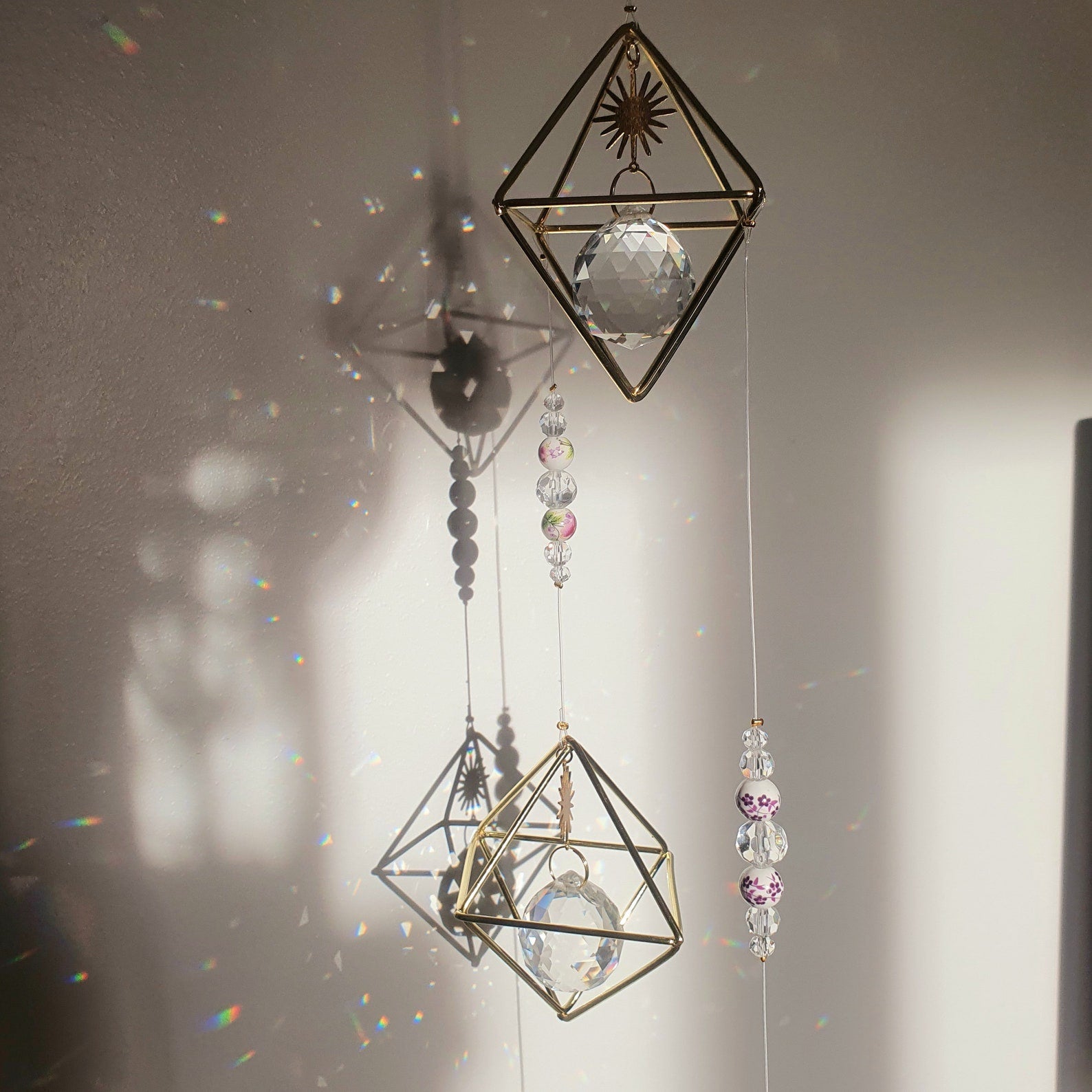 Grand Mobile Laiton Suncatcher Himeli -Cristal Feng Shui