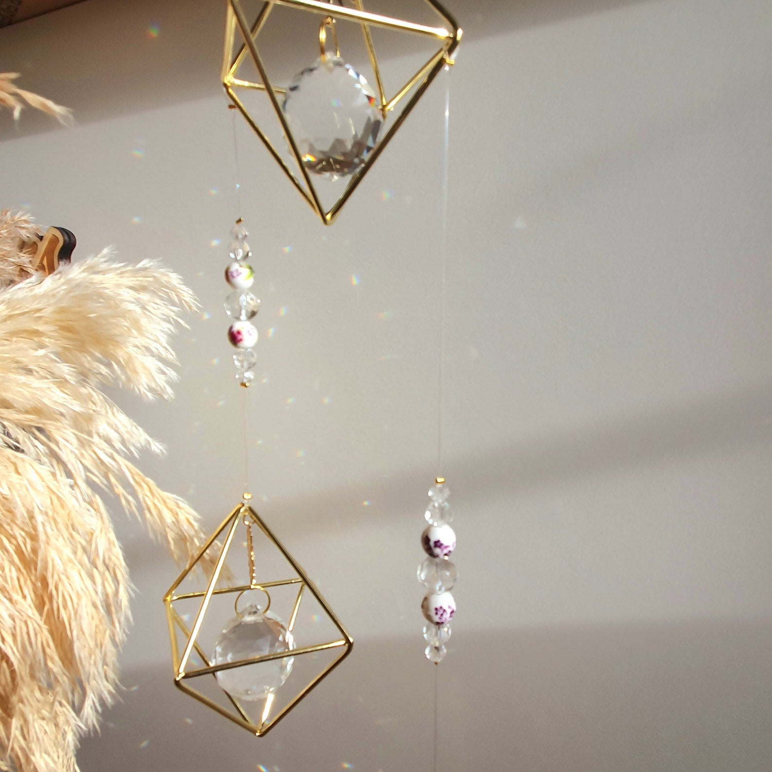 Grand Mobile Laiton Suncatcher Himeli -Cristal Feng Shui