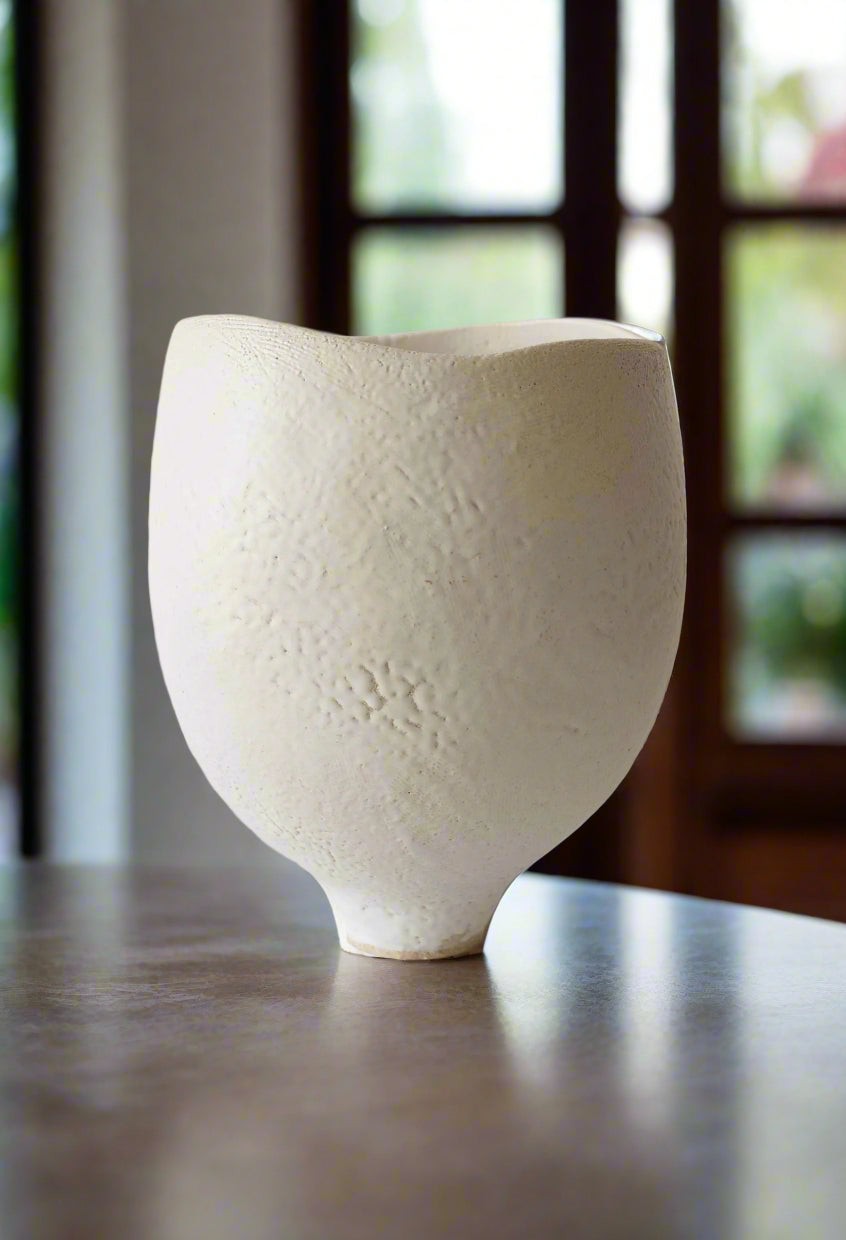Large white ceramic vase - living room centerpiece