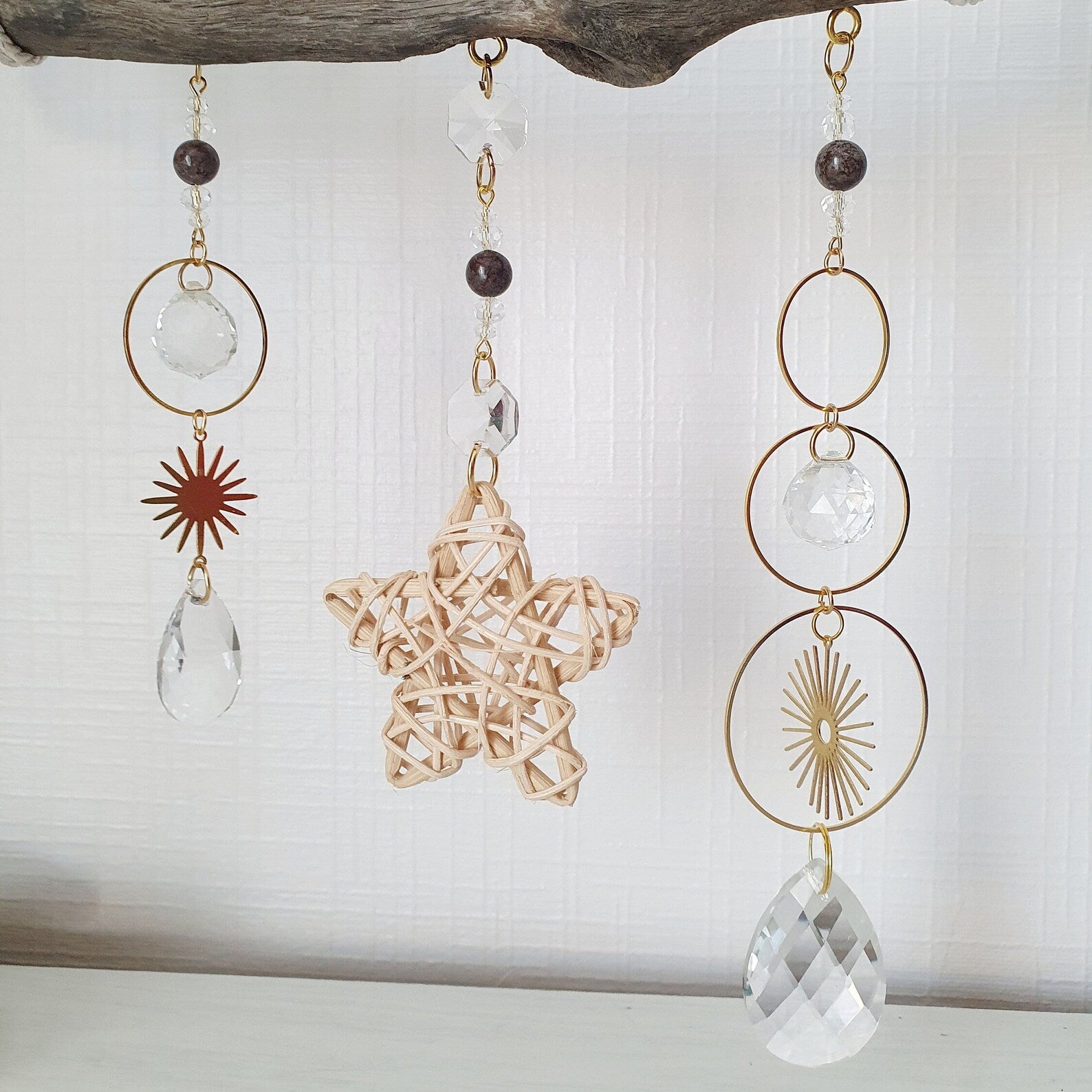 Boho driftwood and crystal mobile – CHRISTMAS decoration