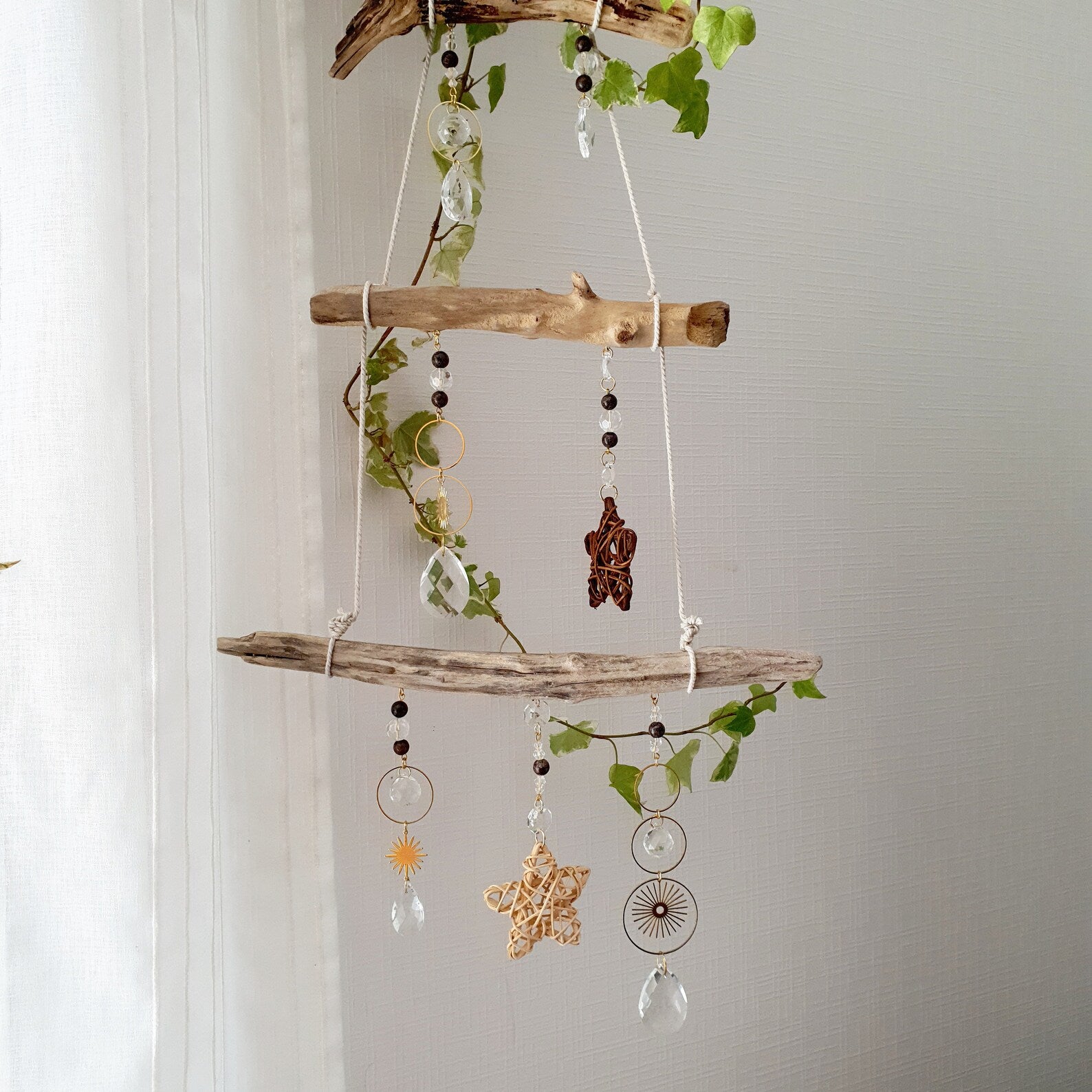 Boho driftwood and crystal mobile – CHRISTMAS decoration