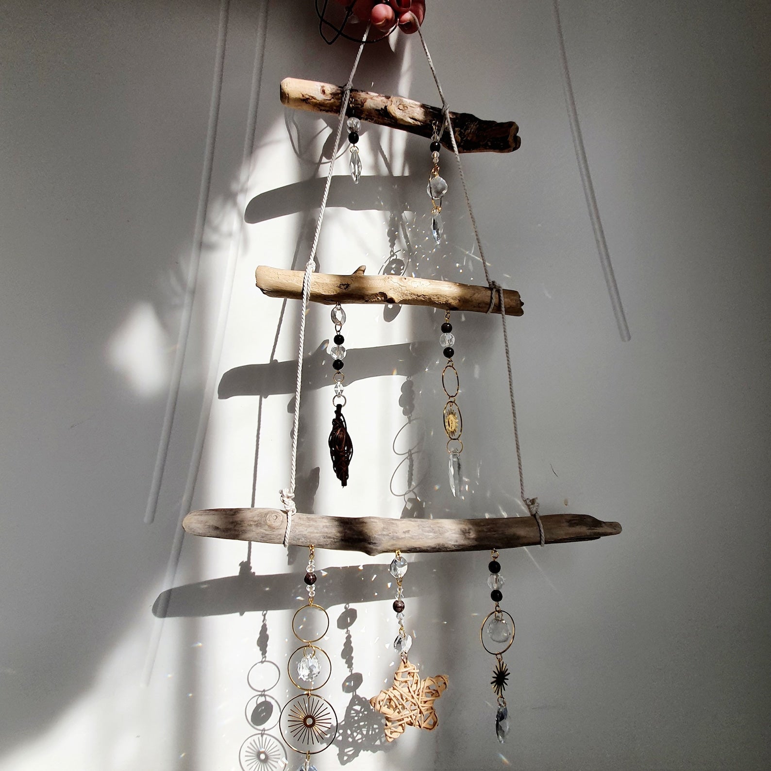 Boho driftwood and crystal mobile – CHRISTMAS decoration