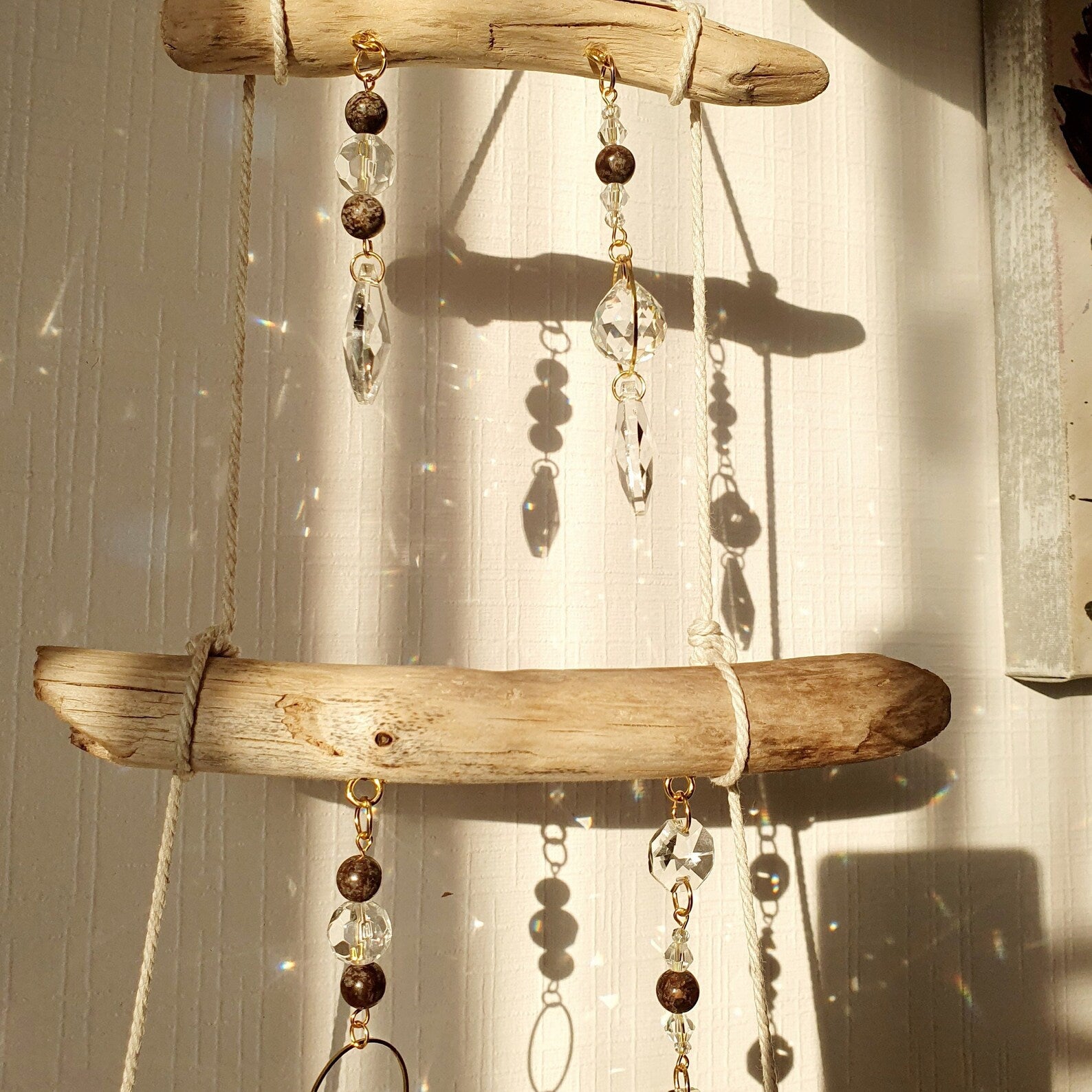 Boho driftwood and crystal mobile – CHRISTMAS decoration