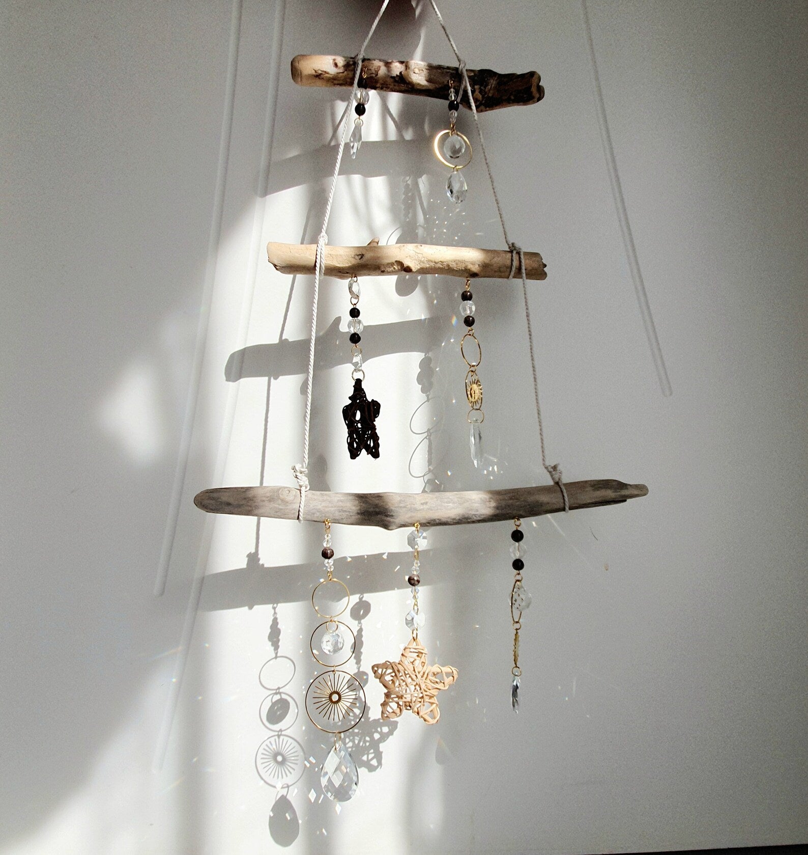 Boho driftwood and crystal mobile – CHRISTMAS decoration