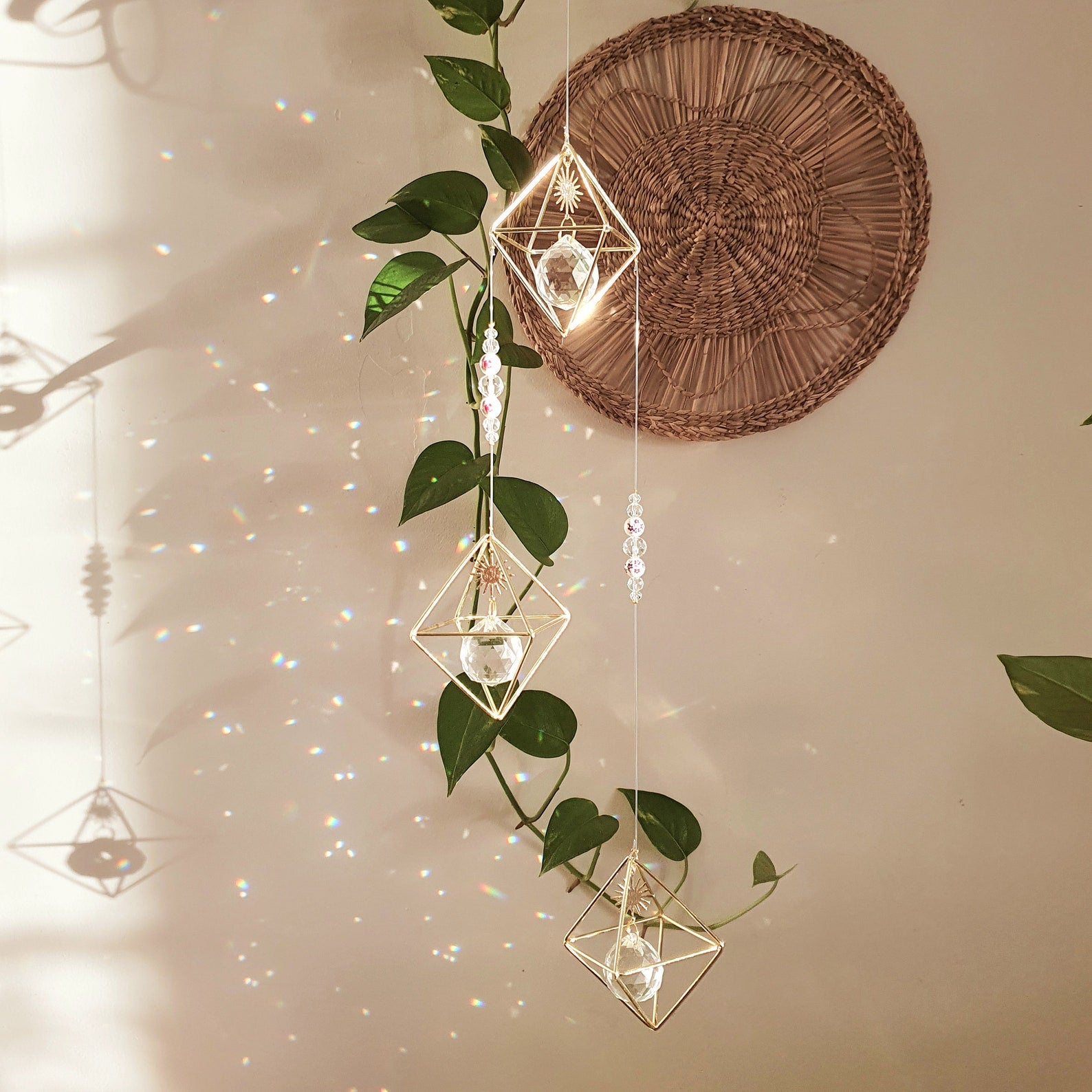 Grand Mobile Laiton Suncatcher Himeli -Cristal Feng Shui