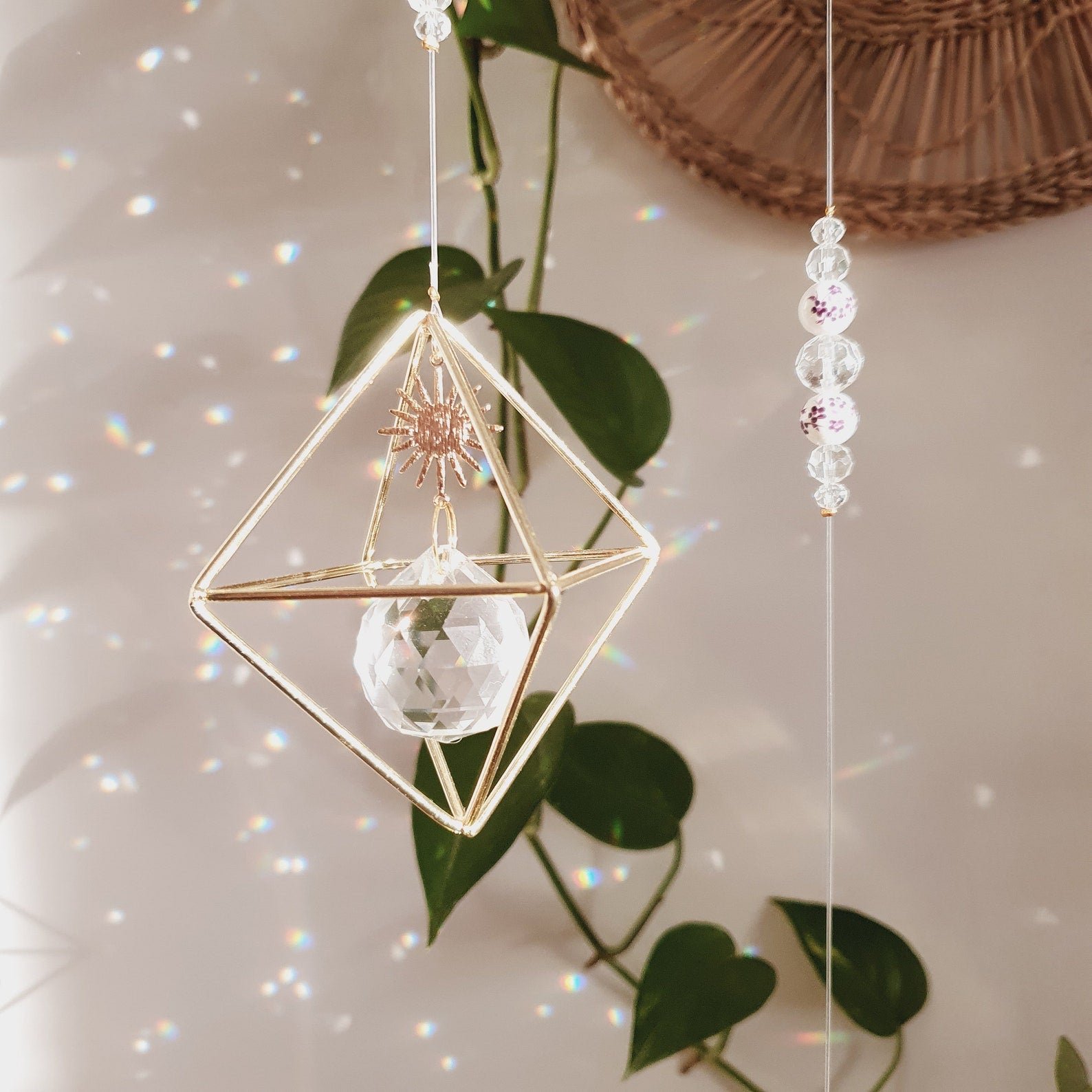 Grand Mobile Laiton Suncatcher Himeli -Cristal Feng Shui
