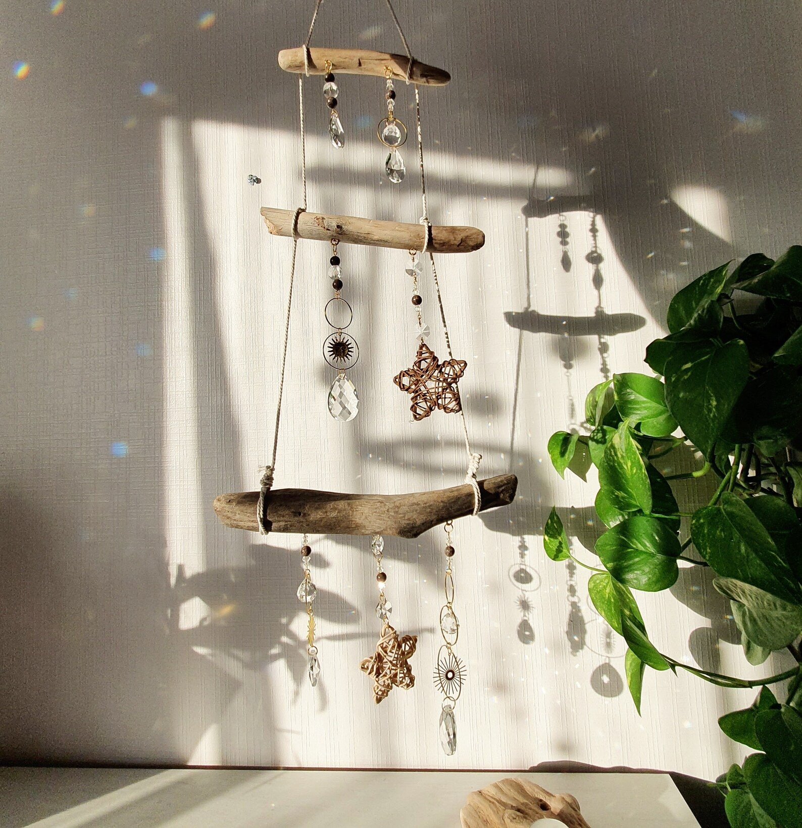 Boho driftwood and crystal mobile – CHRISTMAS decoration