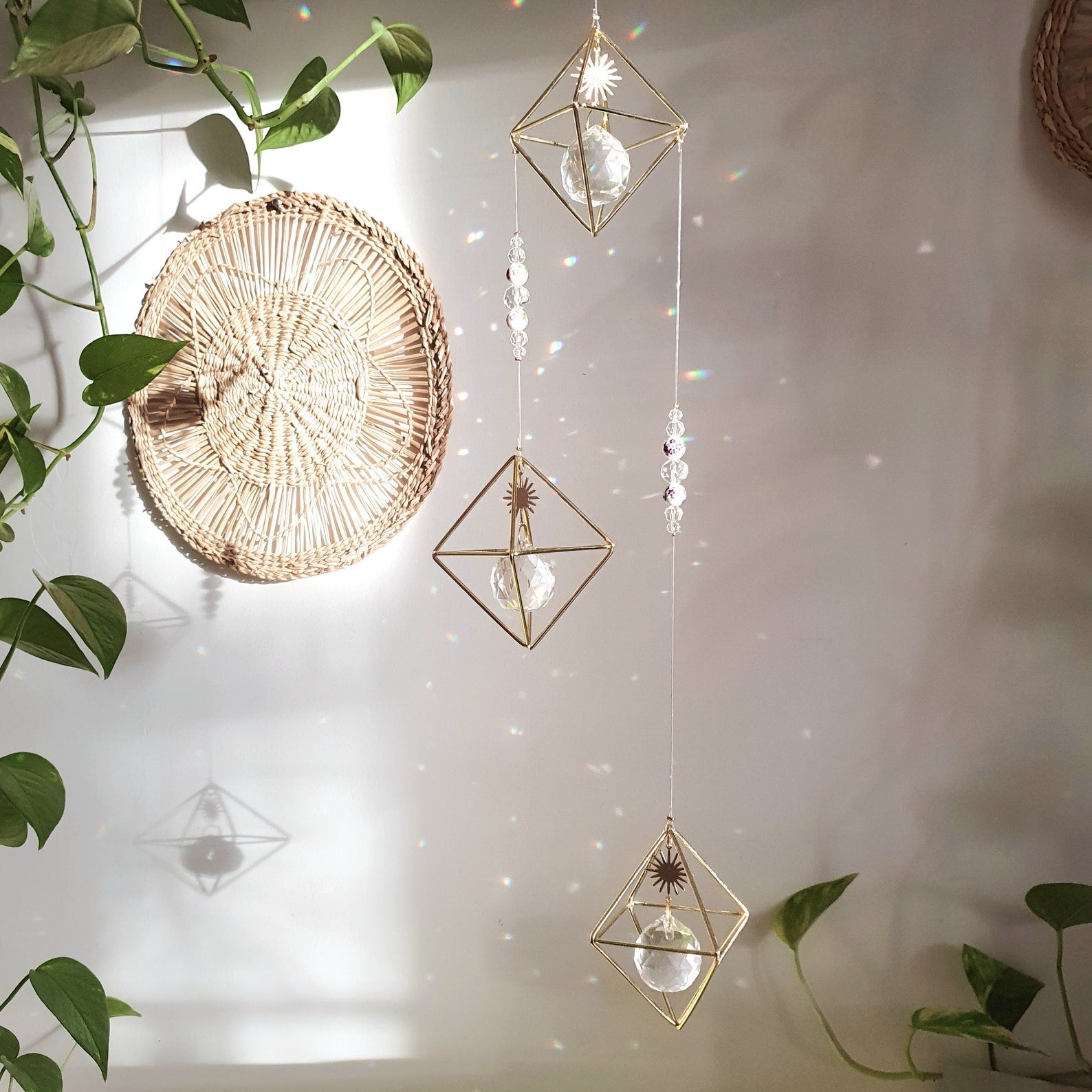 Grand Mobile Laiton Suncatcher Himeli -Cristal Feng Shui