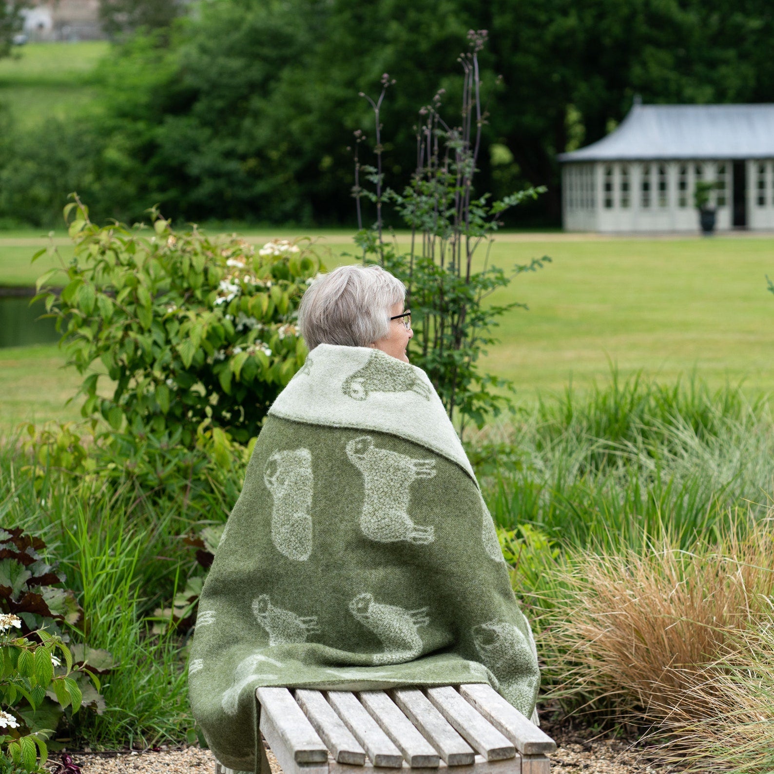 Mossy Green Sheep Wool Throw | Woven Blanket made from Pure Wool |