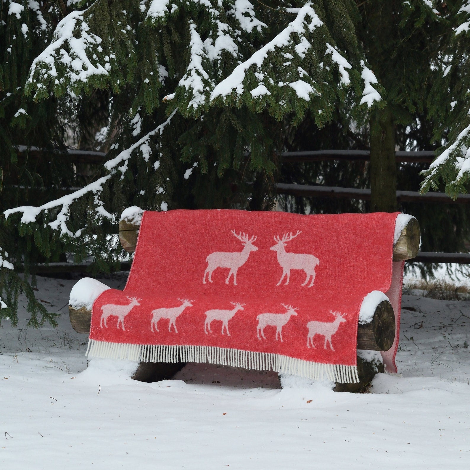 Red Deer Throw | Woven from Pure Wool | Christmas Blanket |