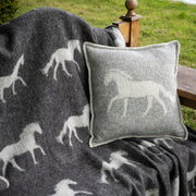 Grey Horse Cushion Cover | Pure Wool Reversible Pillowcase |