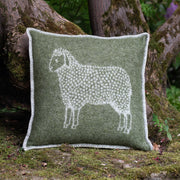 Mossy Green Sheep Cushion Cover | Pure Wool Reversible Pillowcase |